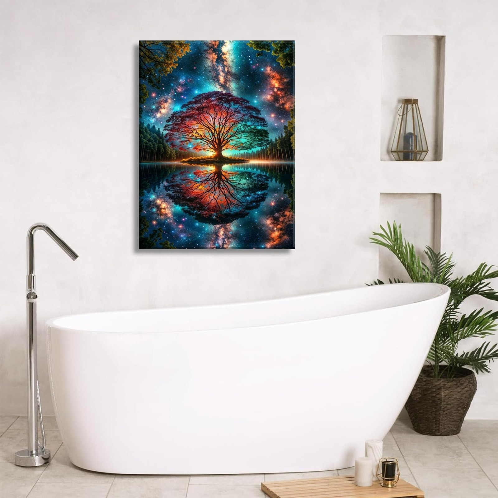 Tree of Life Canvas Wall Art Starry sky reflection Pictures Wall Decor Modern…