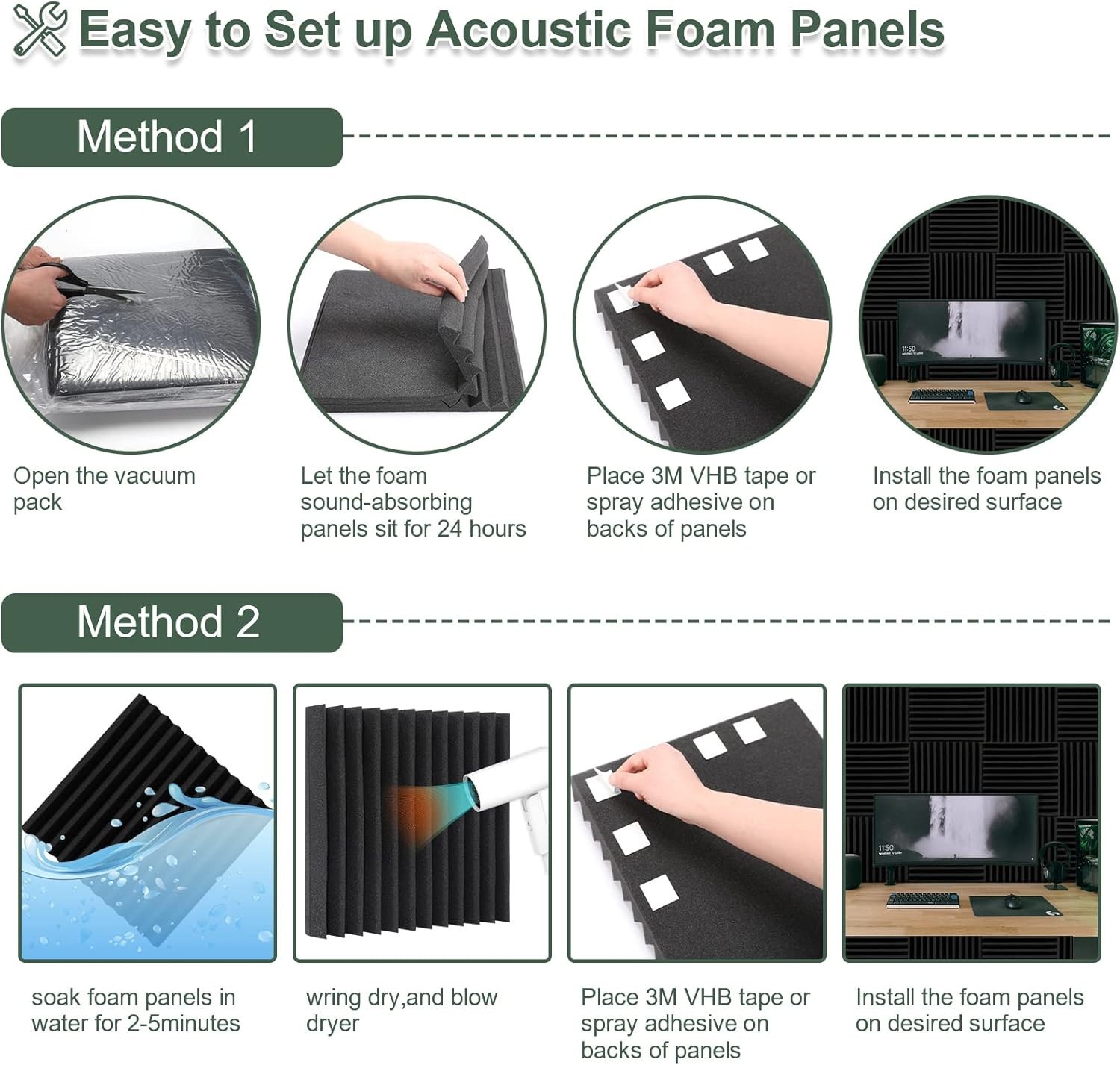 50 Pack Acoustic Foam Panels,2"X 12" X 12"Sound Proof Foam Panelshigh Density So