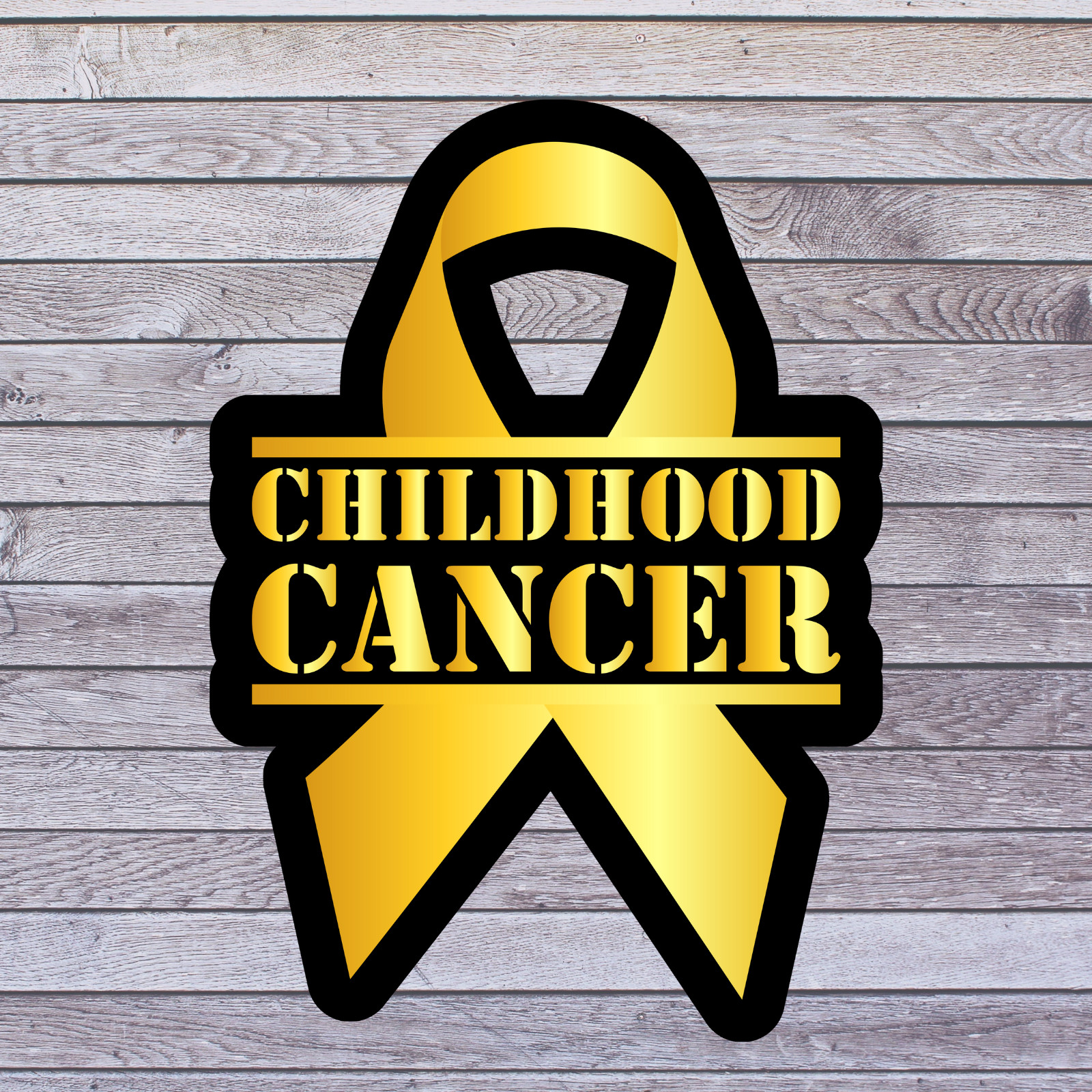 Cancer sticker vinyl decal awareness support childhood cancer ribbon gold 5"