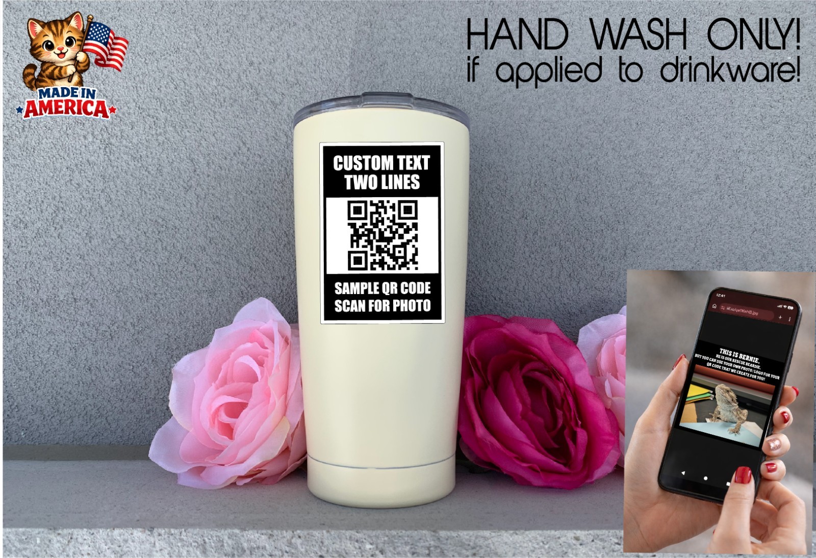 Custom QR Code Decal Sticker Link to YOUR PHOTO Advertise Fun Picture Share Scan
