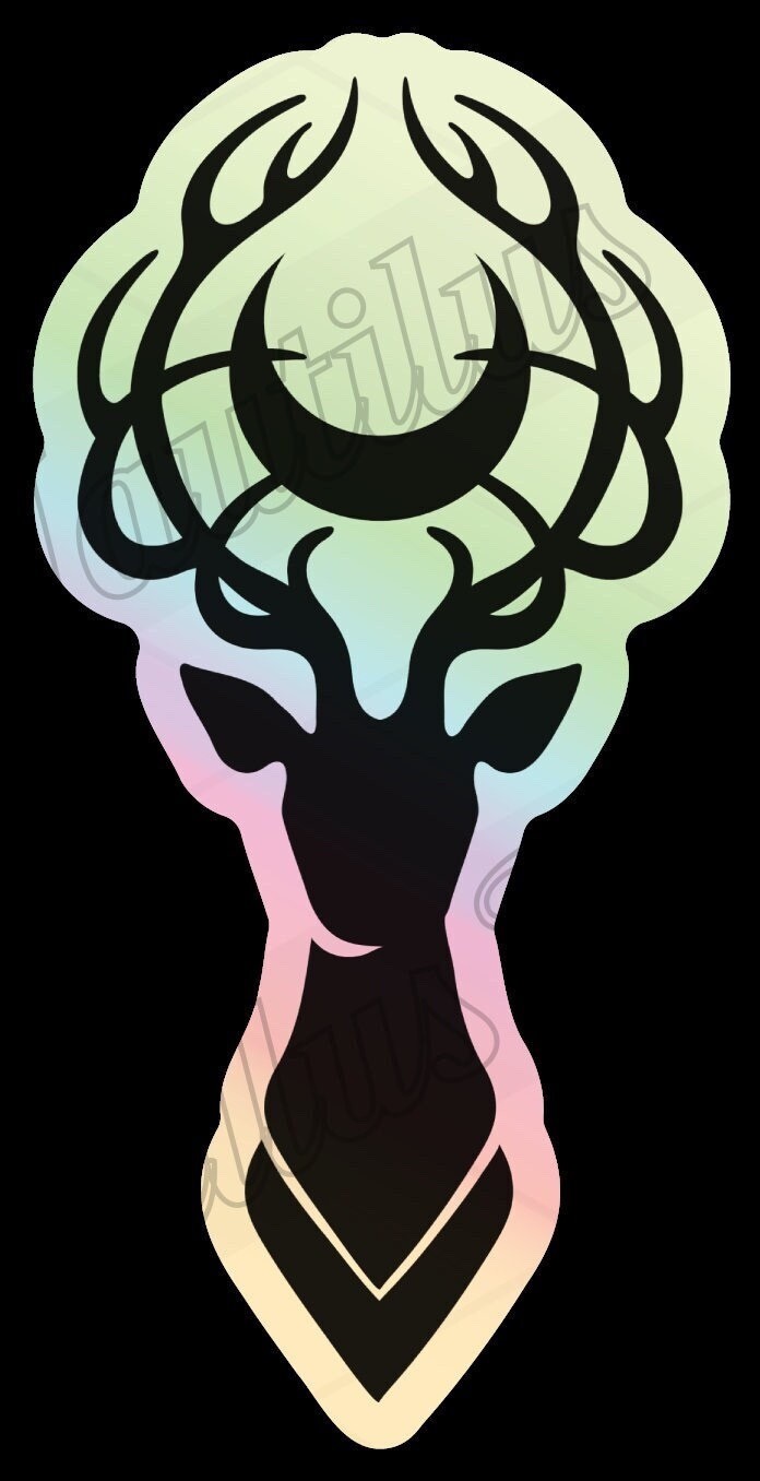 Buck Moon Crescent Sticker Holographic Die-Cut 1.5 x 3" Free Shipping