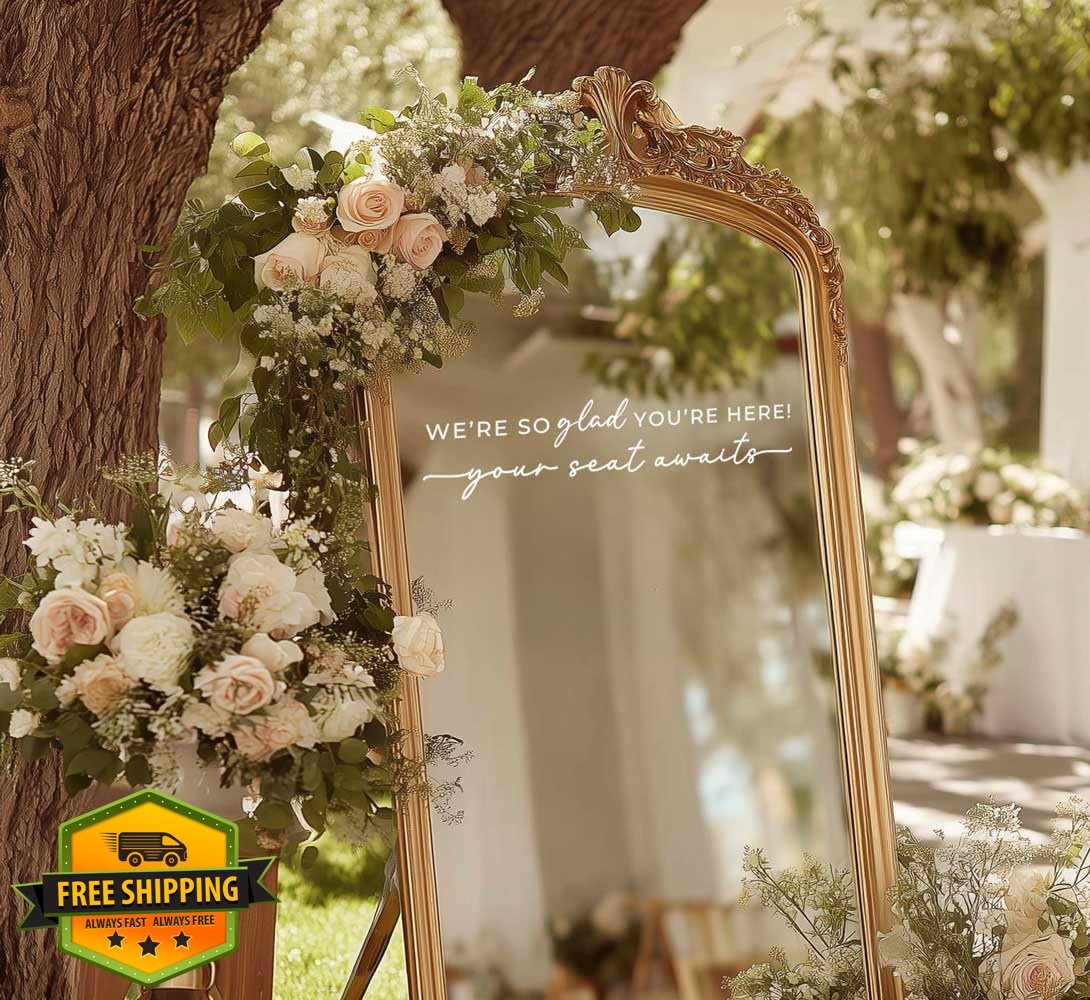 ZEARPT Wedding Mirror Decal White 20 Inch