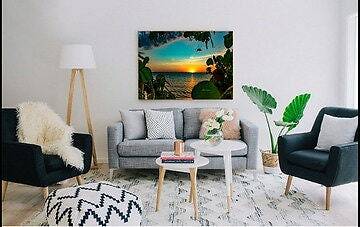 Premium canvas mounted ruskin florida -tiki bar beach bar sunset beach print