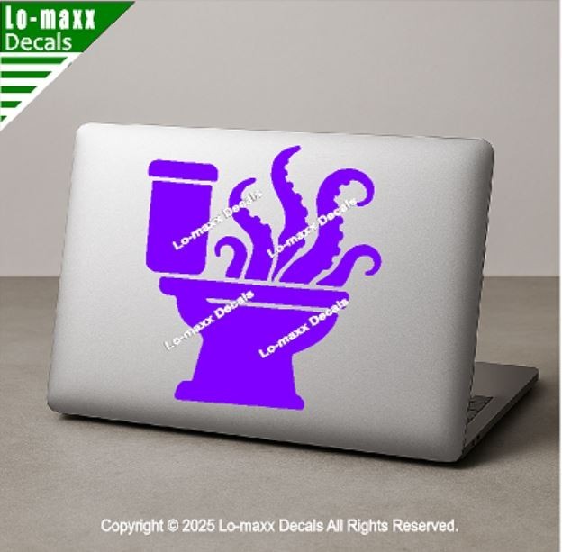 Octopus Tentacles Toilet Pictogram Restroom Vinyl Decal Unnatural Origins