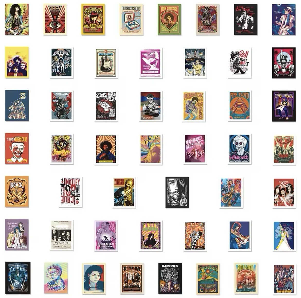 Music Style Stickers 50pk Fun Cool Classic Singers Stickers Musical Artwork Fun