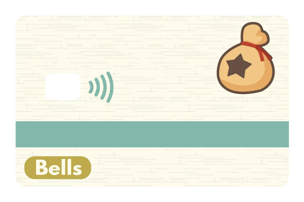 Bells Animal Crossing Card Skin 4 Pack Bell Bag Nintendo Gamer Decal Sticker