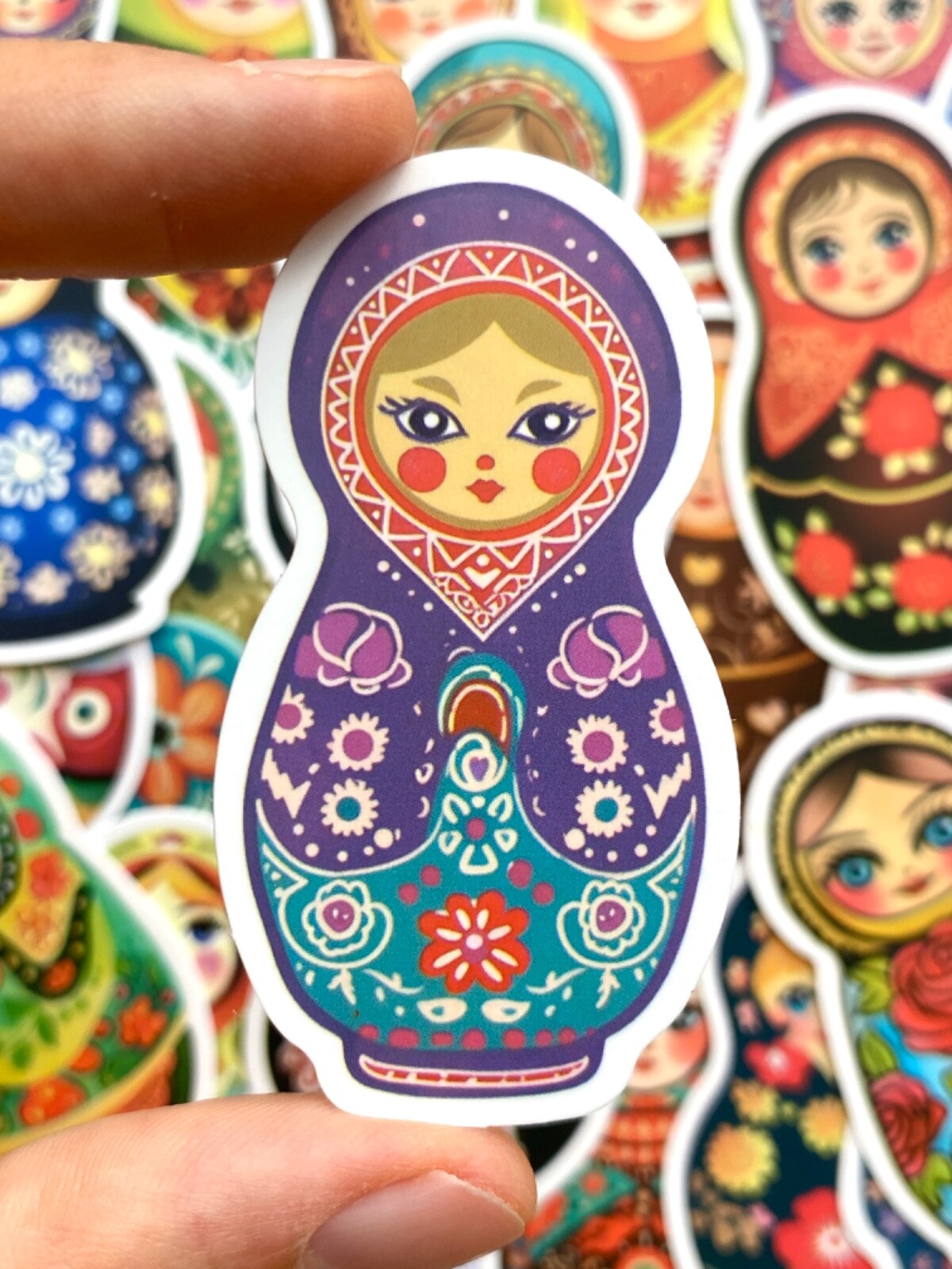 5-50 pcs Matryoshka Doll Stickers, Cute Russian Nested Doll Phone Laptop Decals