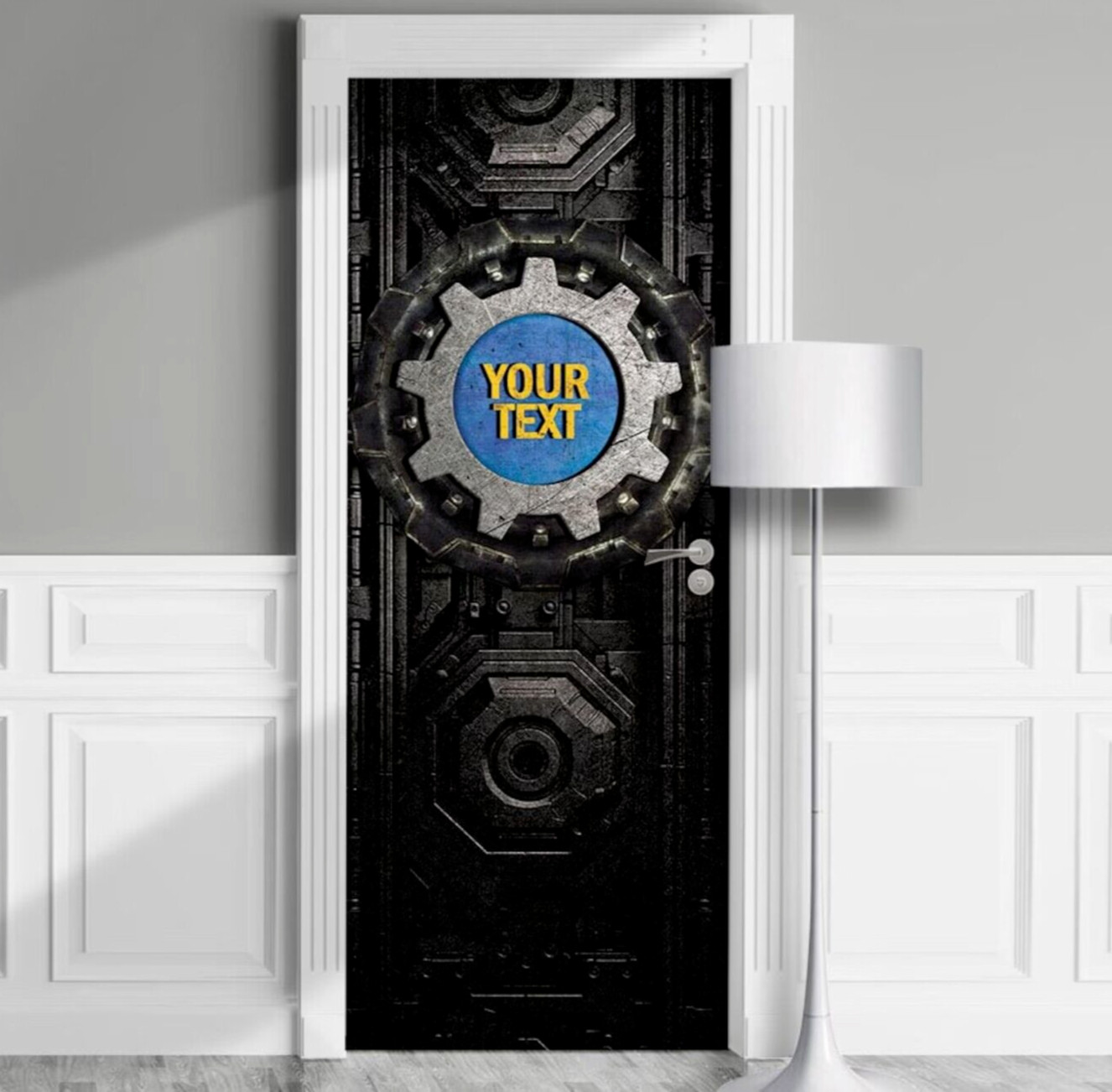 Gamer Door Mural Sticker, Custom Text, 1 piece, Laminated Cover. Kids Room Decor