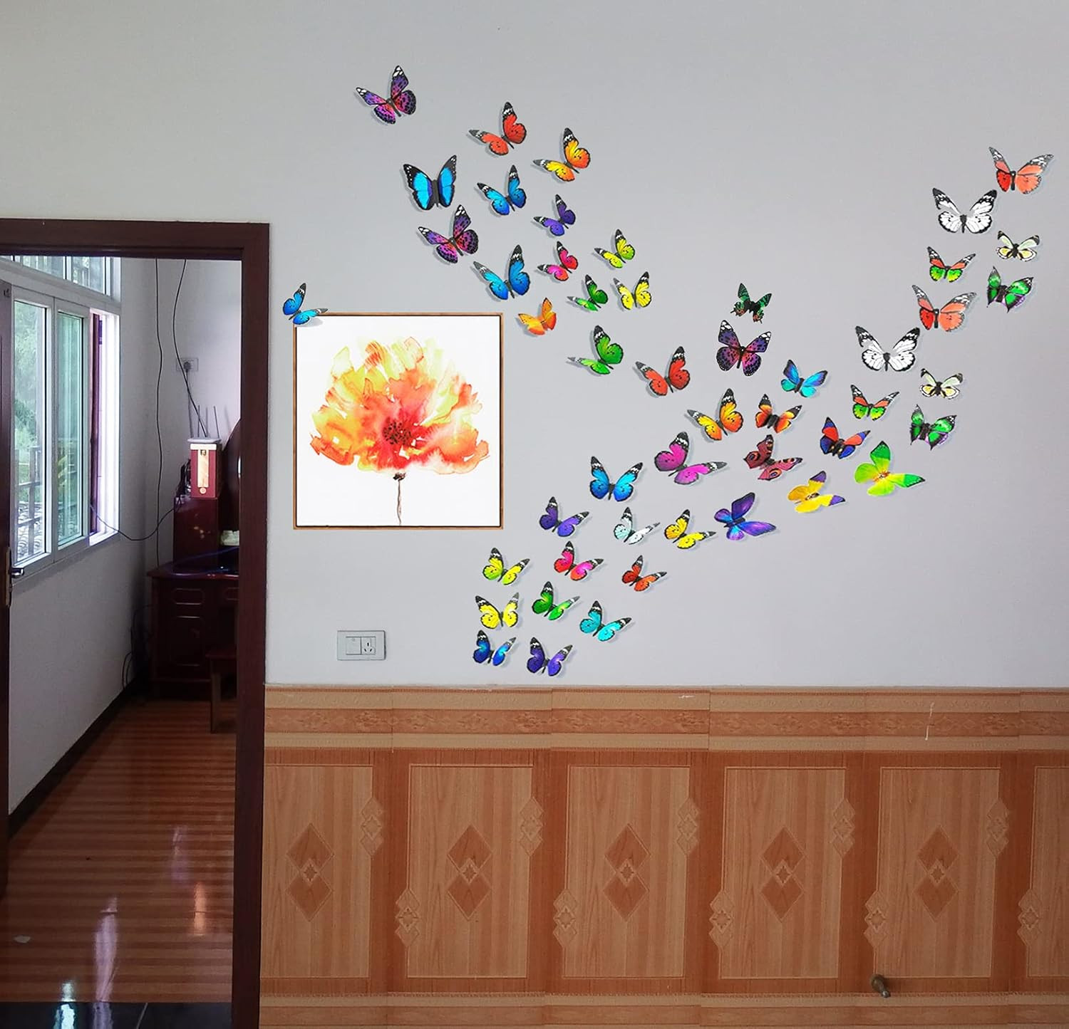 80 PCS Butterfly Wall Stickers Waterproof Removable Reusable Home Bedroom Decor