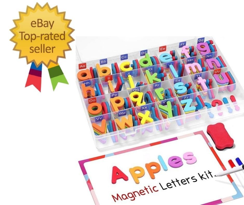 Classroom Magnetic Alphabet Letters Kit 238 Pcs with Double – Side Magnet Boa…