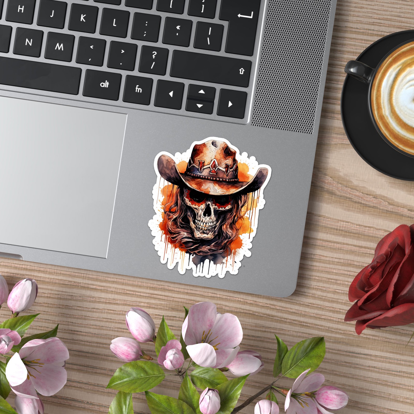 Cowboy Hat Skull – Vinyl Decal Sticker – Car Window Laptop – ebn11704