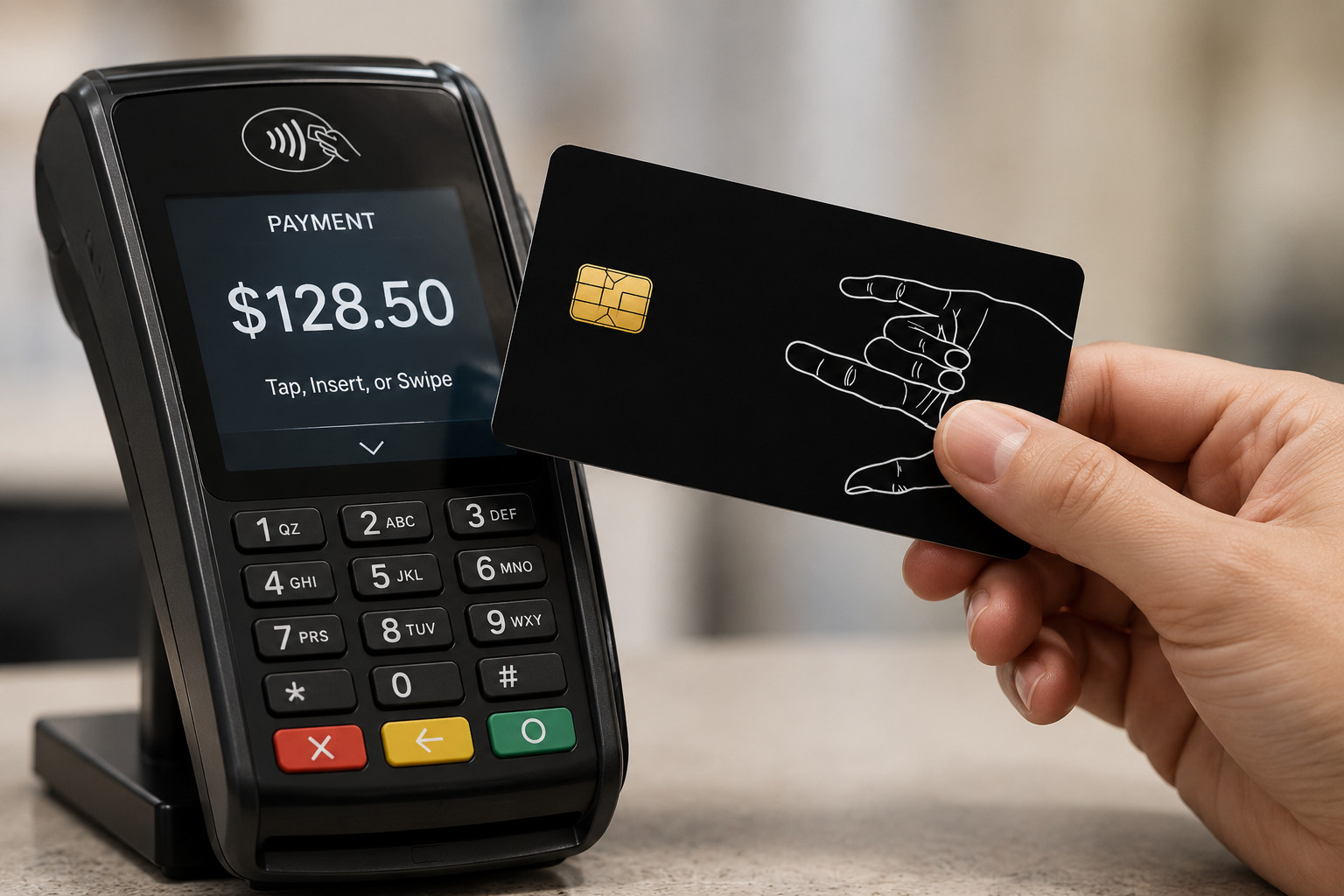 Black Minimal Line Art Hand Debit Card Credit Card Skin Vinyl Sticker