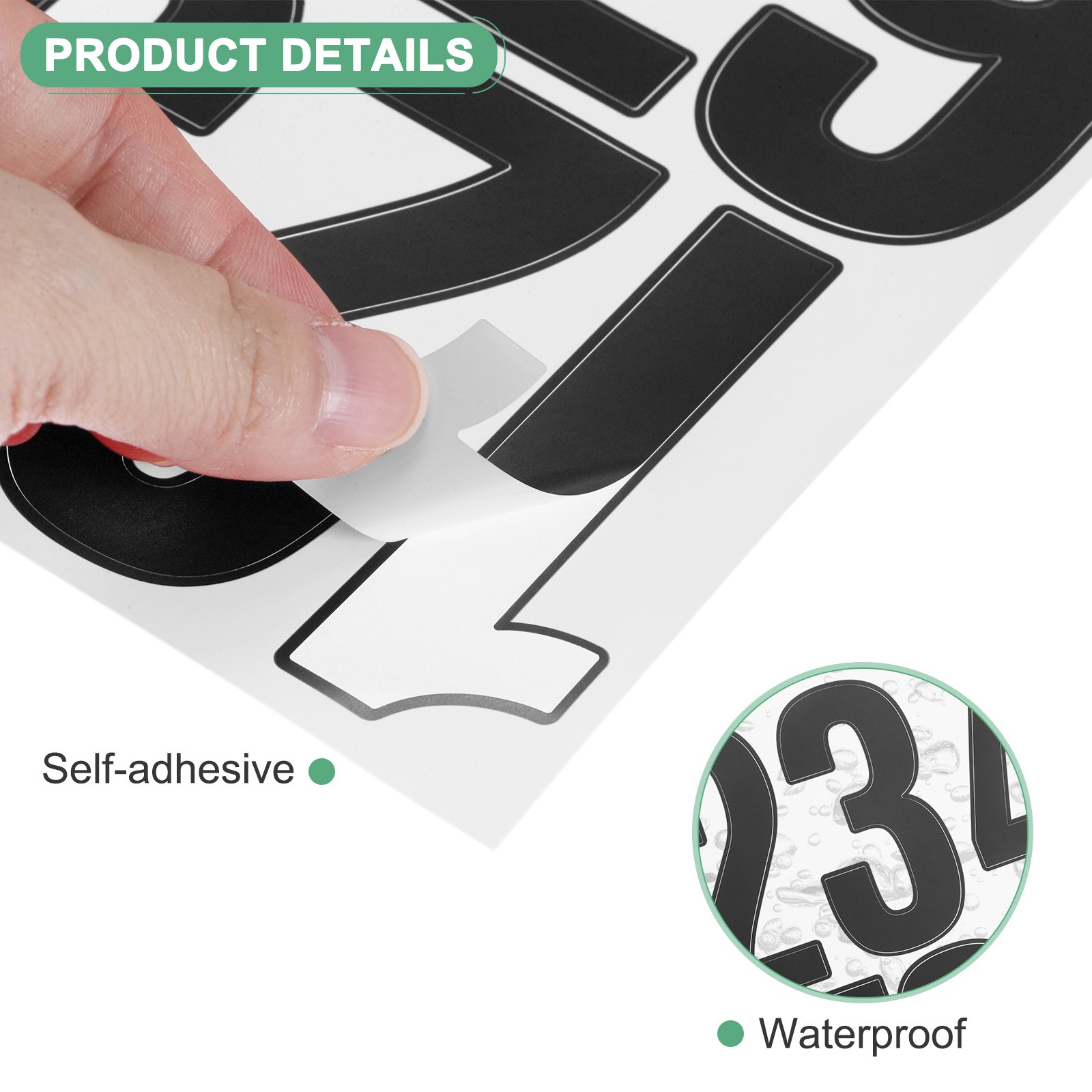 8 Sheets Numeric Stickers 3" Vinyl Stickers with Numbers 0 to 9 [80pcs Black]