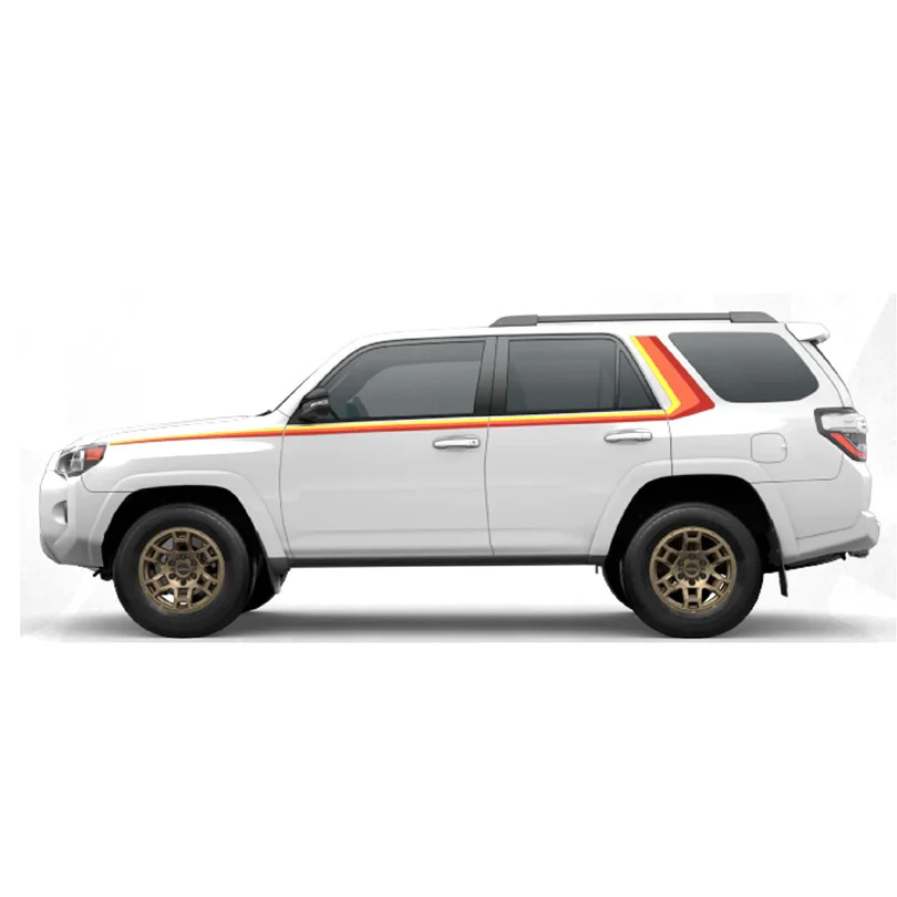 Aftermarket Retro Tri-Color Red & Orange Stripe Decal for Toyota 4Runner | Full
