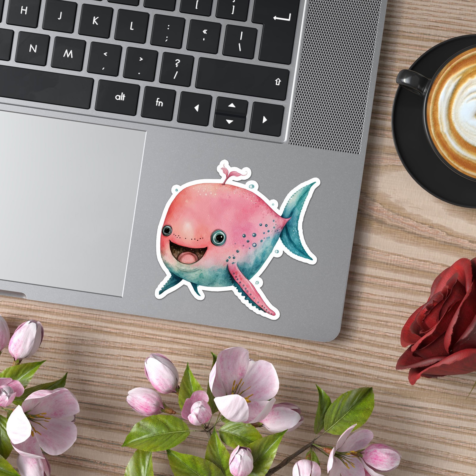 Cute Whale Fish – Vinyl Decal Sticker – Car Window Laptop – ebn9392