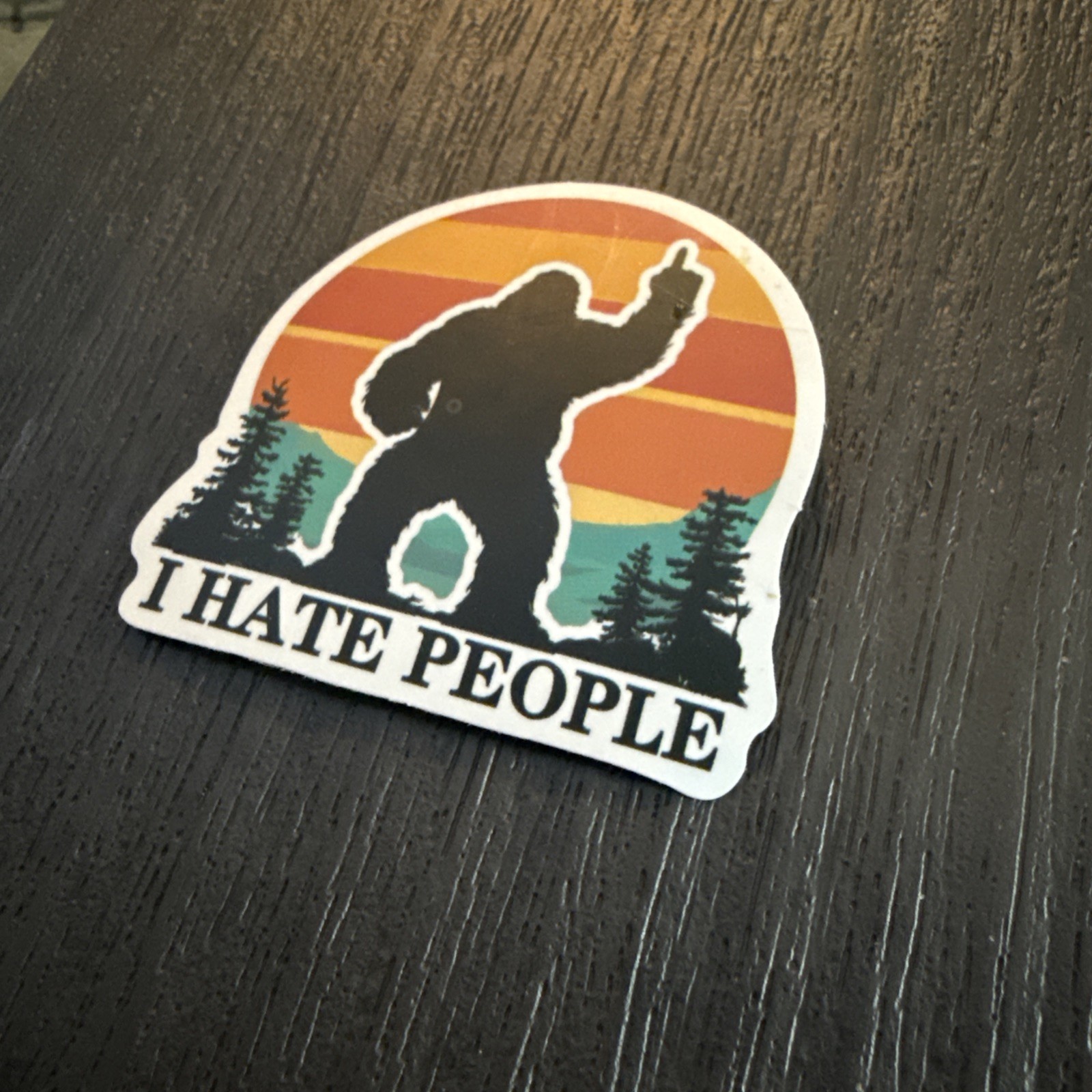 Big Foot Yeti Sasquatch Vinyl Sticker 3×3 Inches Round “I Hate People”