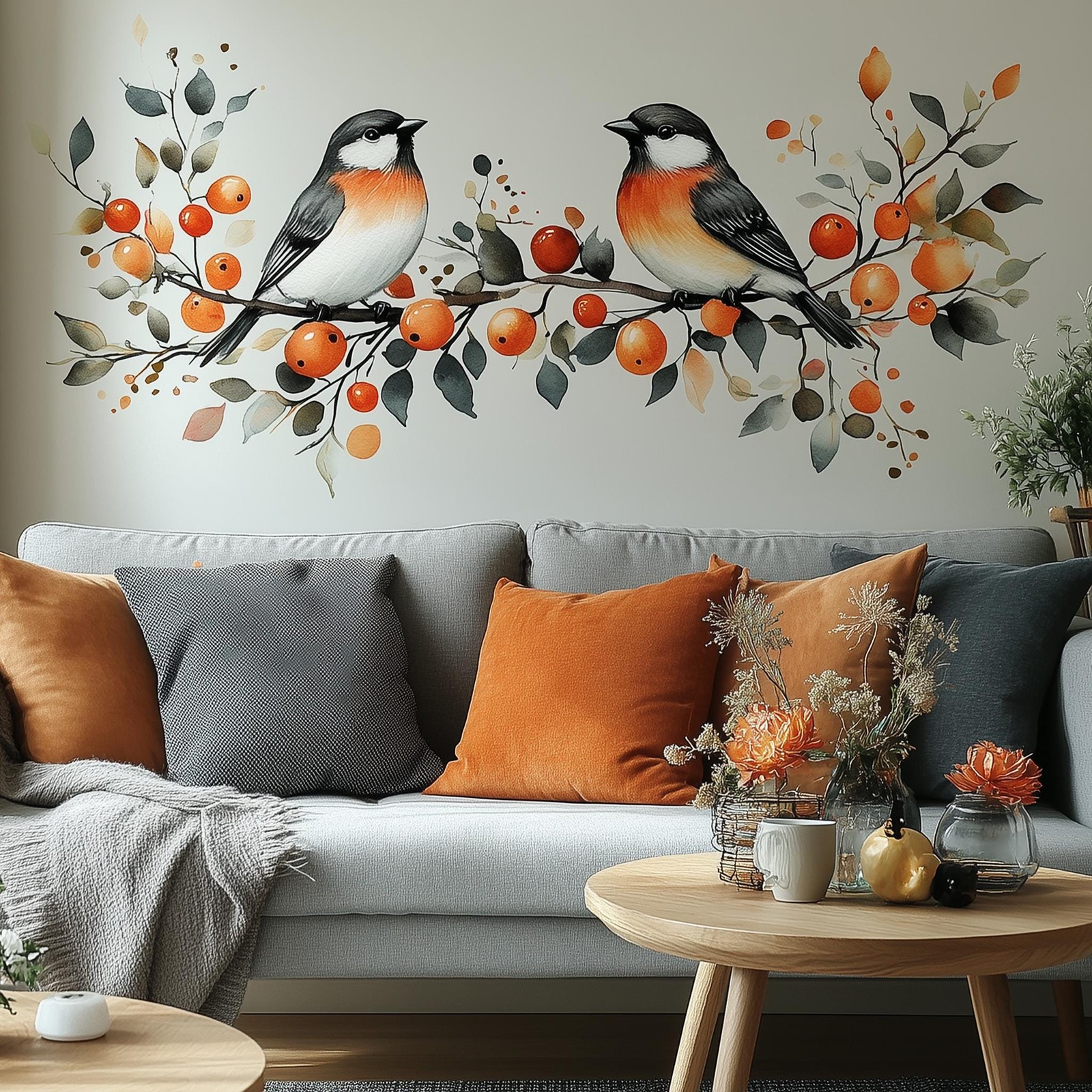 Autumn Bird Wall Decal | Fall Decor Wall Art