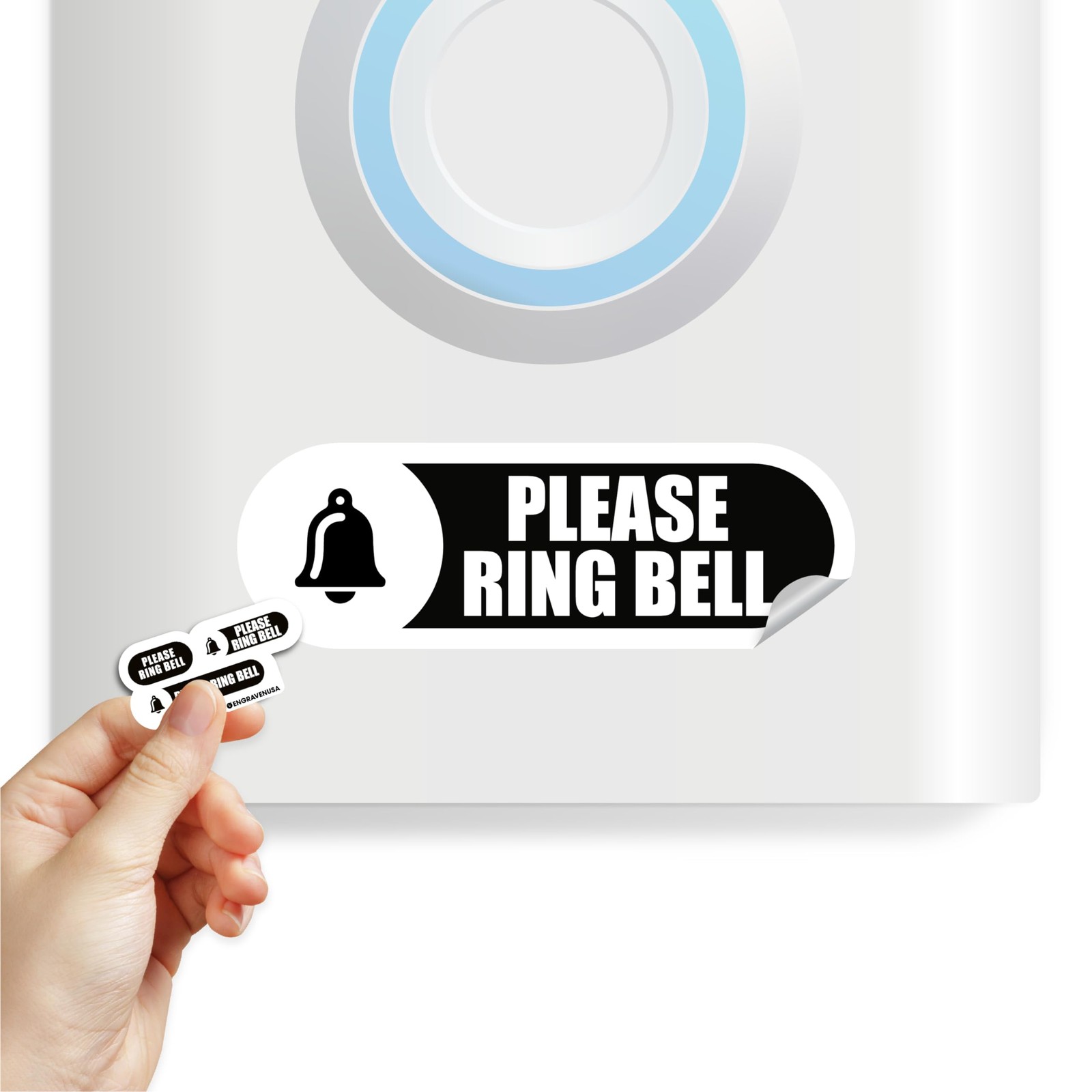 Tiny Please Ring 1×0.5 inches, 1.5×0.5 2×0.5 Black – 3 sizes