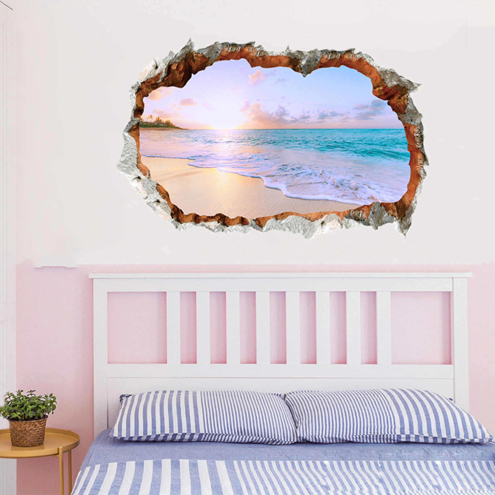 Window View Wall Sticker Poster Decal Adhesive Broken Hole Wall Mural Decorative