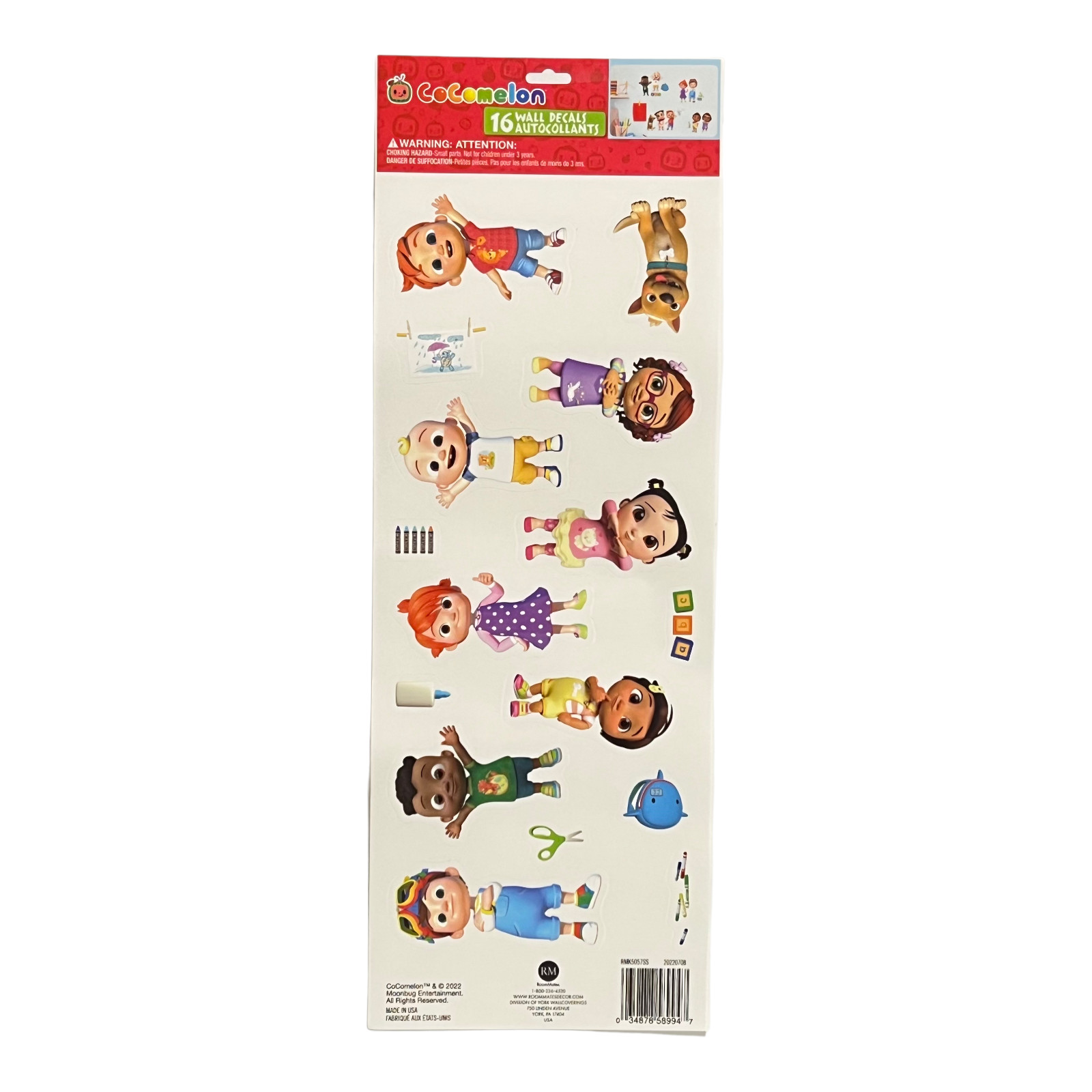 Cocomelon 16 Wall Decals Removable Moonbug JJ TomTom Yoyo Cody 3-4" Tall