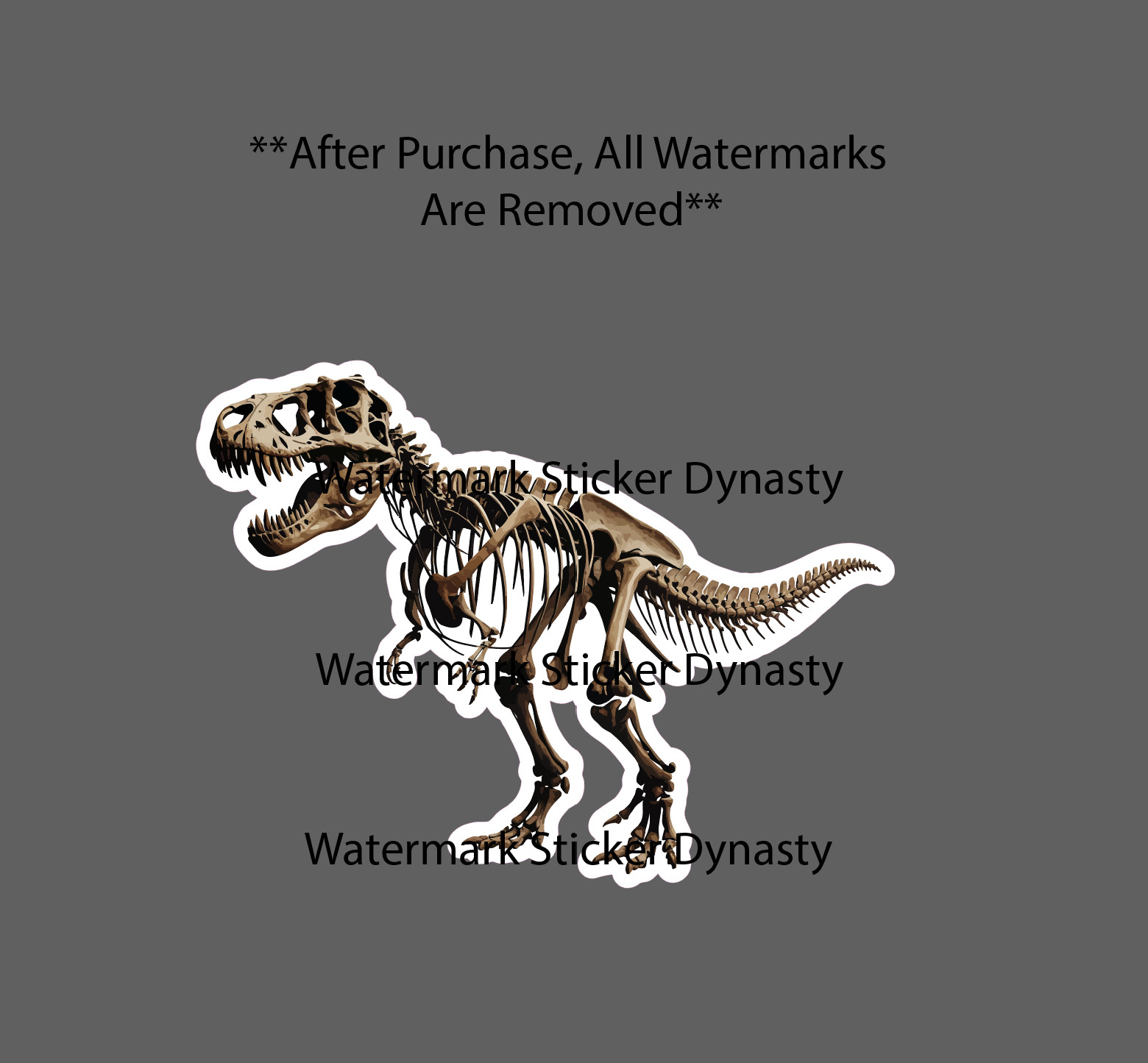 T-Rex Fossil Sticker Waterproof Decal Animal Dinosaur Bones Wild Gift NEW
