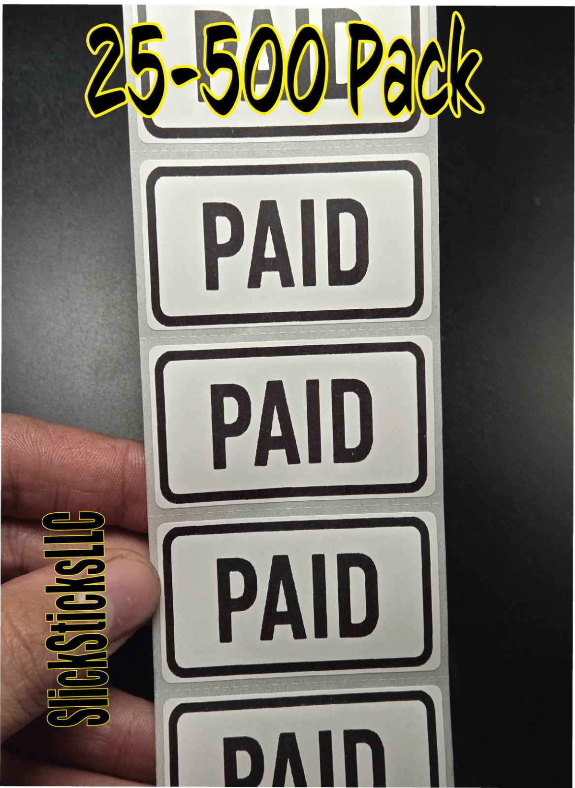 "PAID" 25-500pcs bulk lot stickers labels seals stamp decals compensated settled