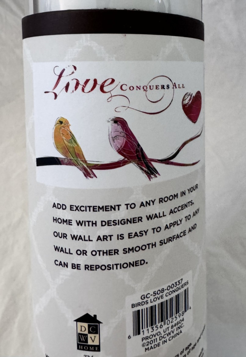 Designer Wall Accents Birds Love Conquers All Wall Art Decals NIP