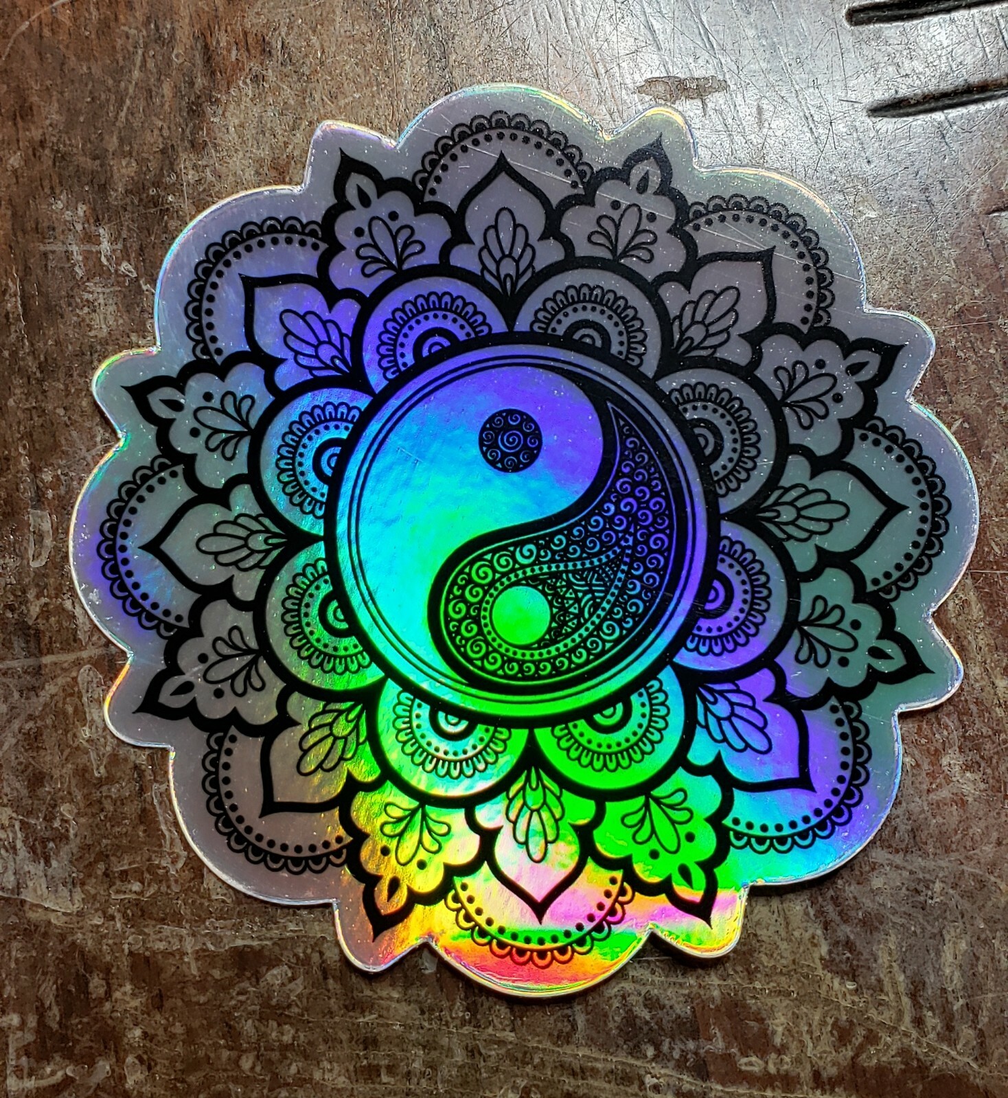 Yin Yang Mandala Die Cut Holographic Sticker Vinyl 3 inch