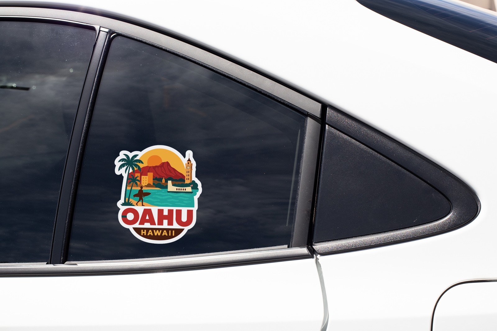 Oahu Hawaii Sticker Decal Vinyl Die-Cut City Skyline Landmark Design