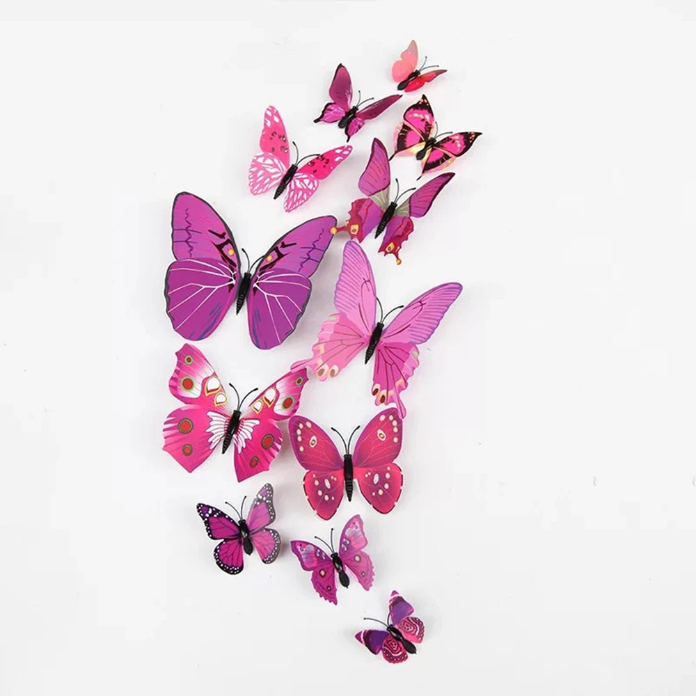 12Pcs 3D Butterfly Wall Stickers Diy Stationery Sticker Handmade Craft Supplies