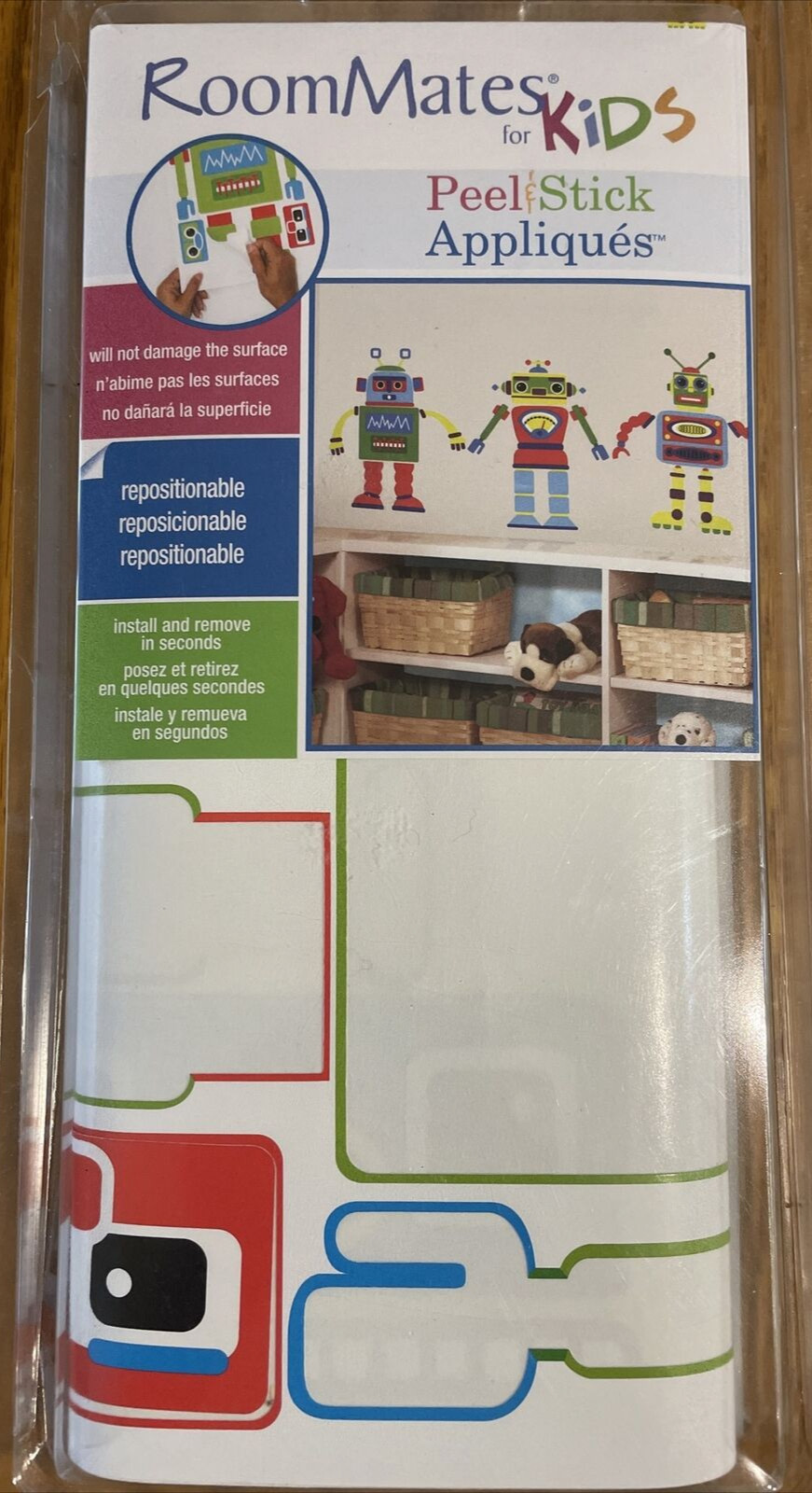 Robot Figures Peel & Stick Appliques For Kids Room 20 Self Adhesive pre-Cut