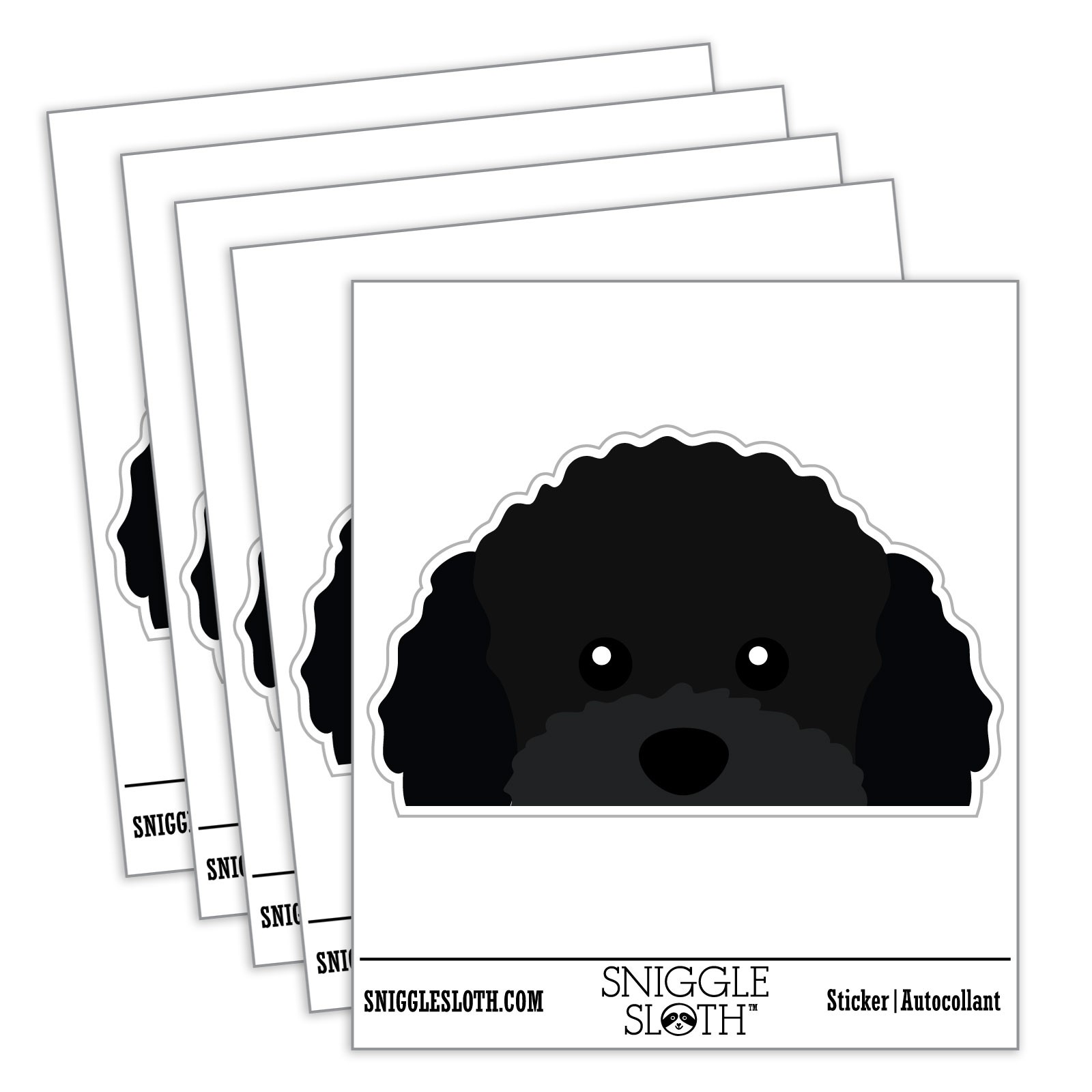Peeking Black Toy Poodle Dog Waterproof Vinyl Decal Sticker Set – 5 Pack