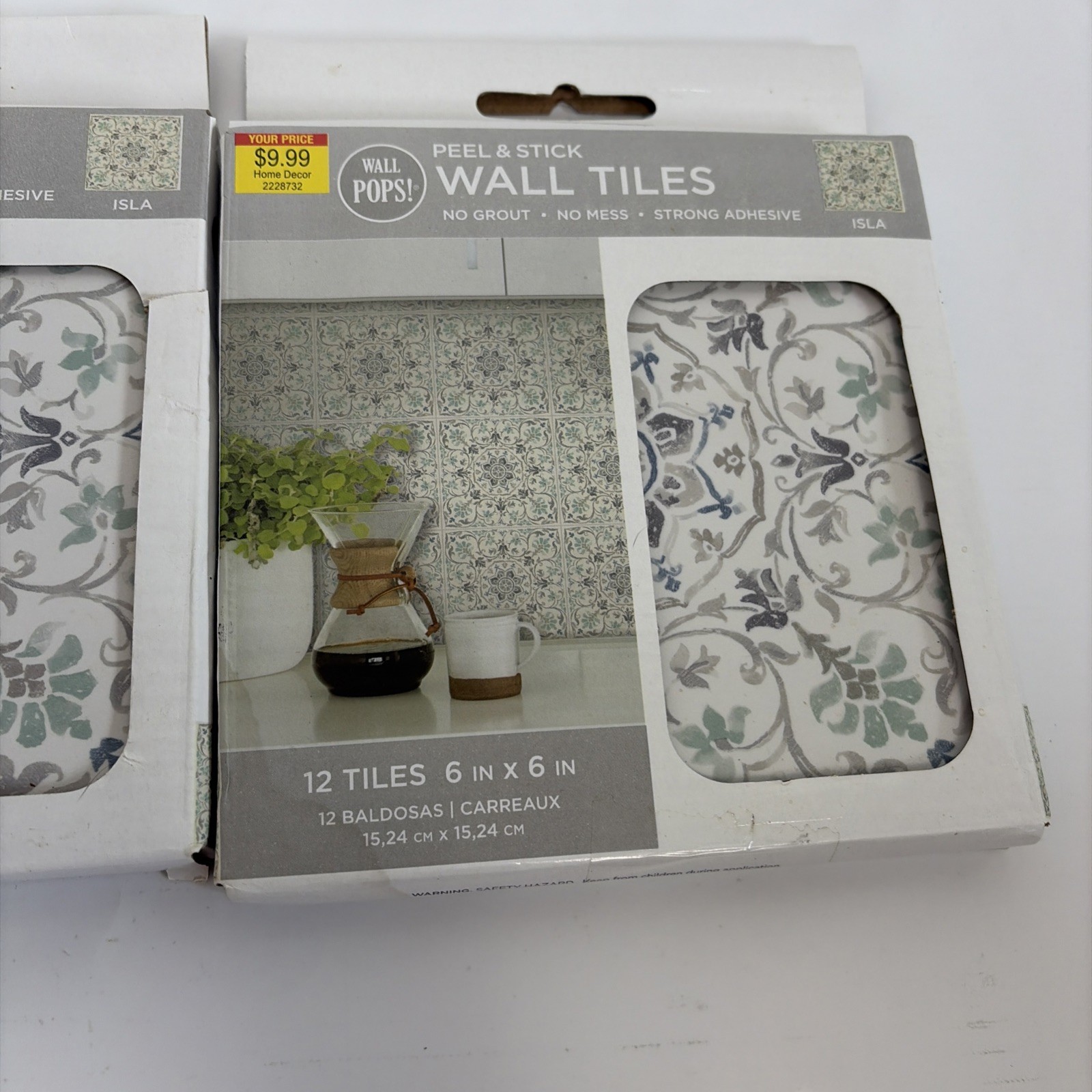 New Wall Pops! Peel and Stick Wall Tiles ISLA 6”X6” 12 Tiles No Mess No Grout