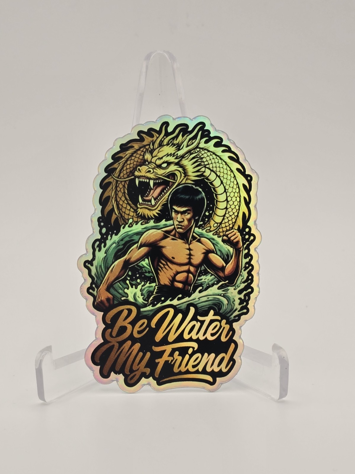 Bruce Lee Be Water Holographic Sticker 2"×3"