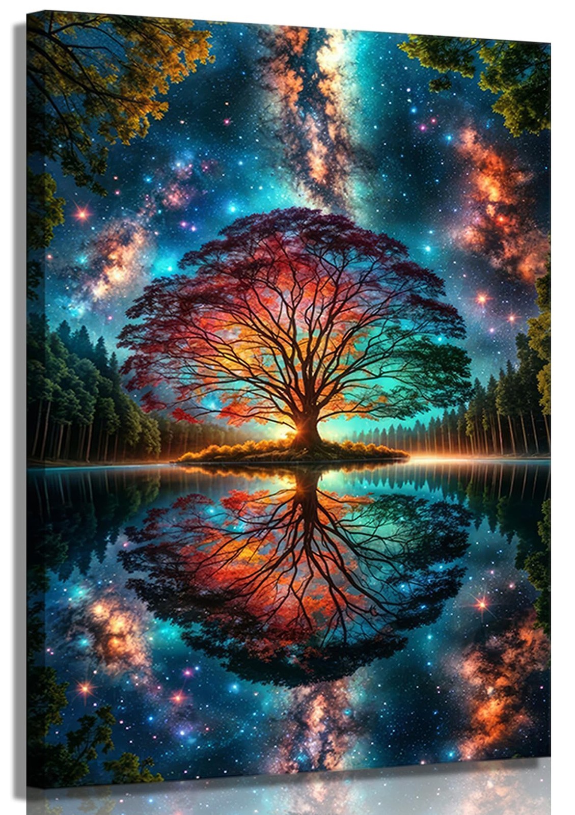 Tree of Life Canvas Wall Art Starry sky reflection Pictures Wall Decor Modern…