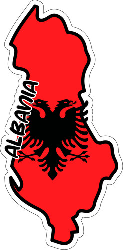 Albania Map Flag Sticker Decal