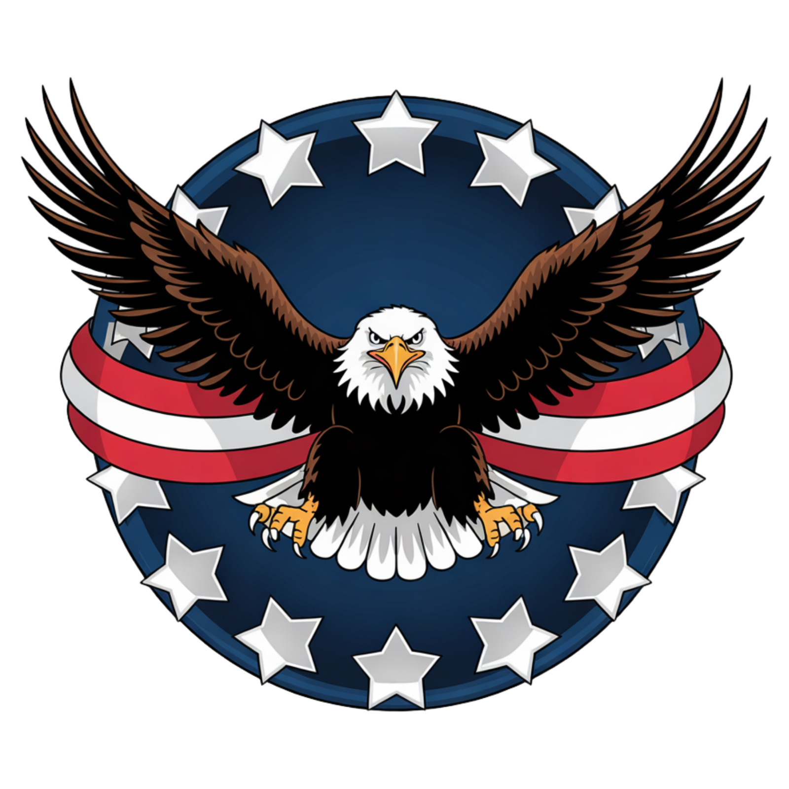 3 inch Patriotic Bald Eagle American Flag Circle Vinyl Sticker Decal USA