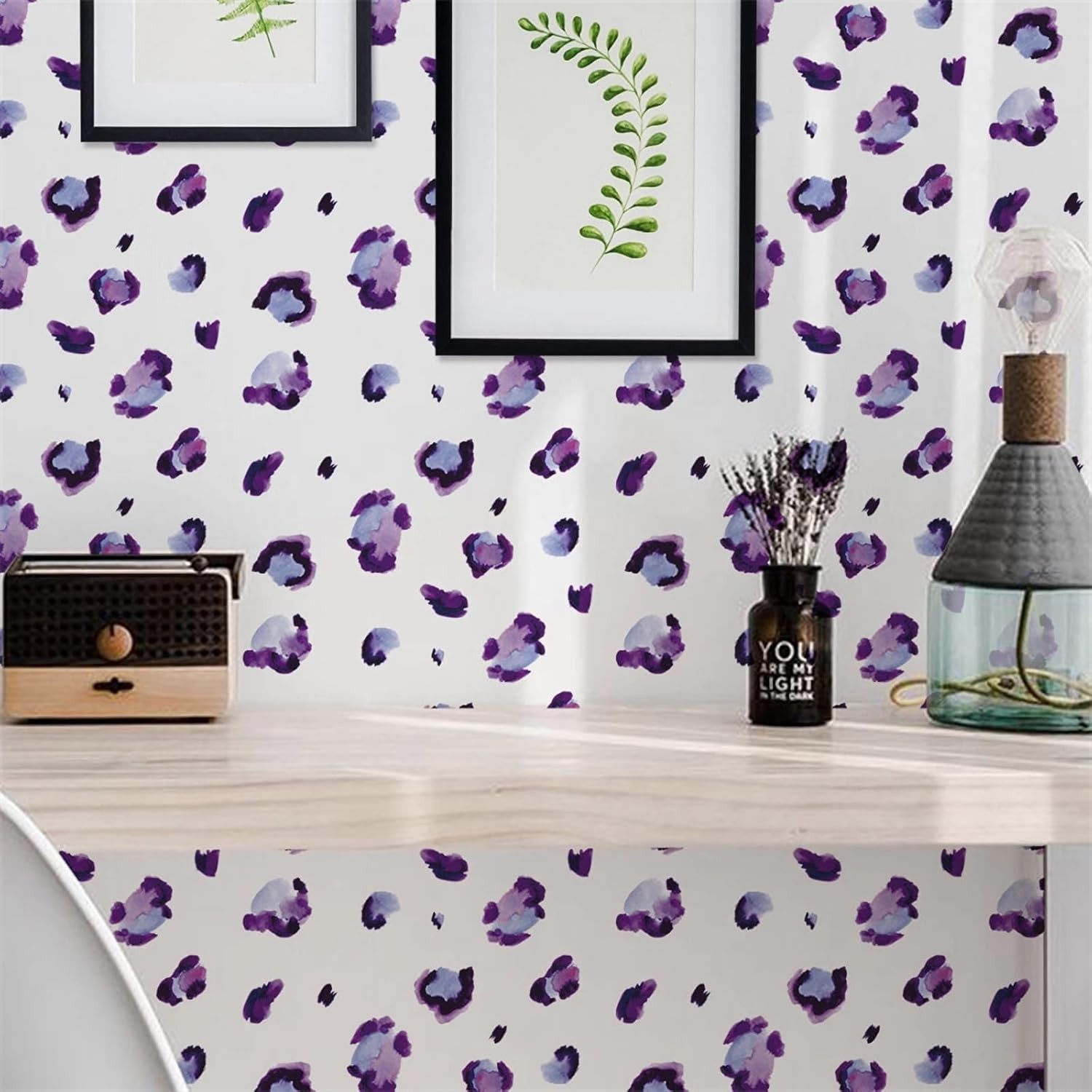 6 Sheets 180 Pcs Purple Leopard Print Wall Stickers, sacinora Animal Spot DIY