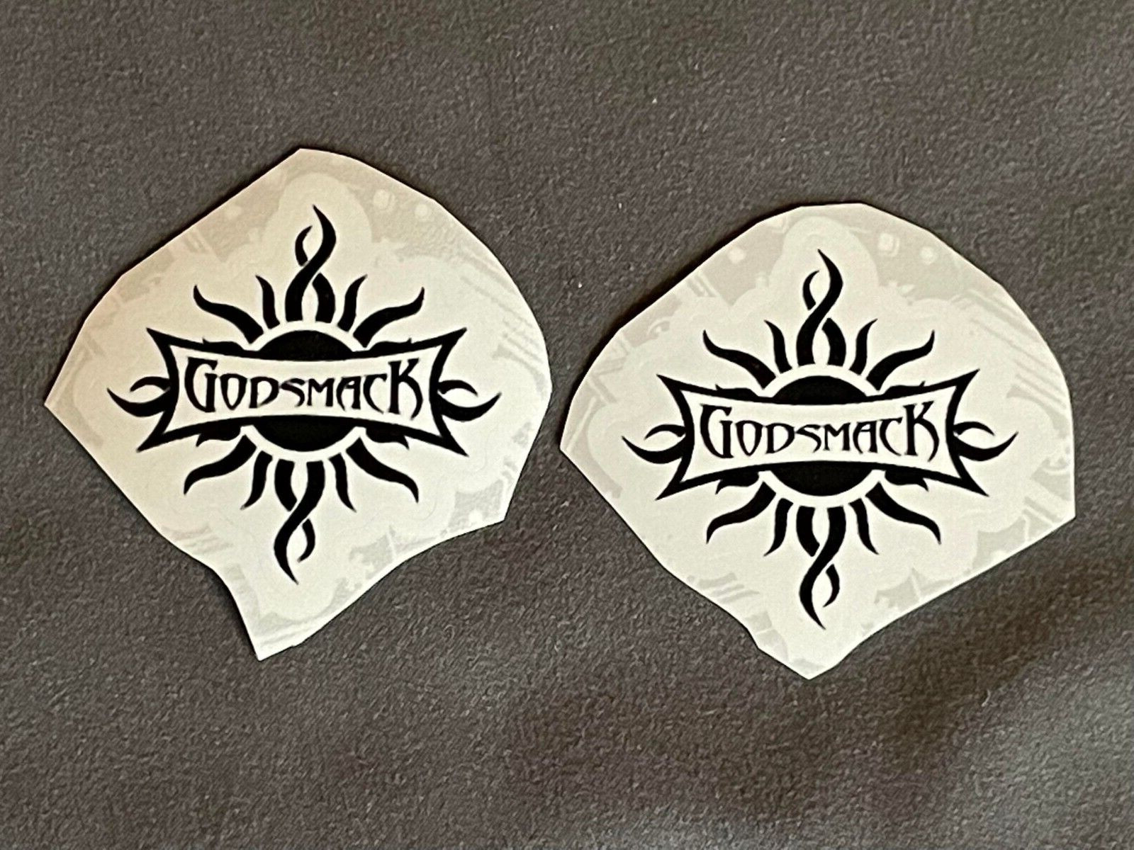 Lot (2) GODSMACK 2" x 2" Band Logo STICKERS Black White FAST! FREE SHIP!