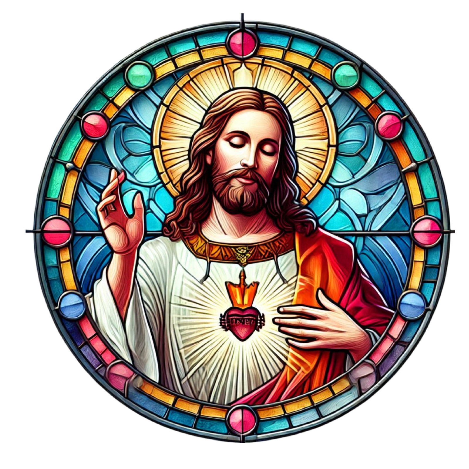 Stained Glass Jesus Wall Decal Sticker 18X18cm Large