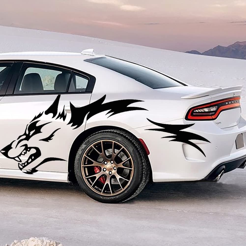 1 Set Running Wolf Graphics Car Body Sticker Self-Adhesive Wolf Decal Racing …