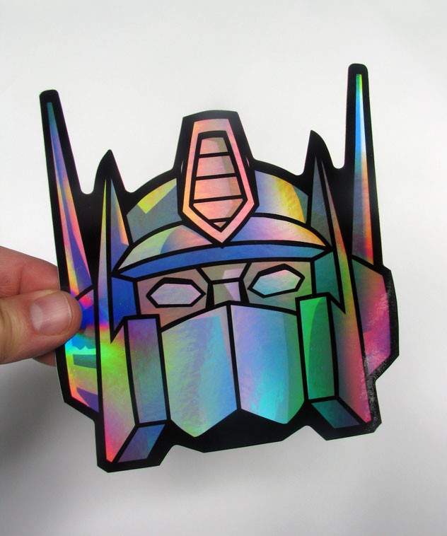 Jumbo Prime Holographic Sticker Truck Robot 80s G1 Metallic Decal