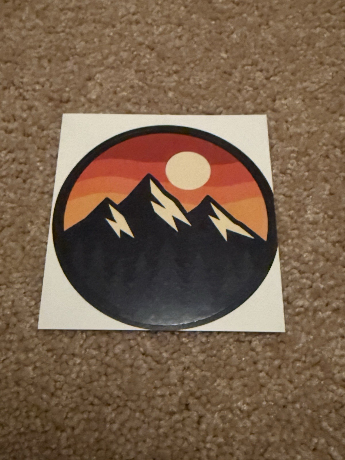 Mountain Sunset Circle Sticker 3.15” Vinyl Decal Nature Adventure Outdoors
