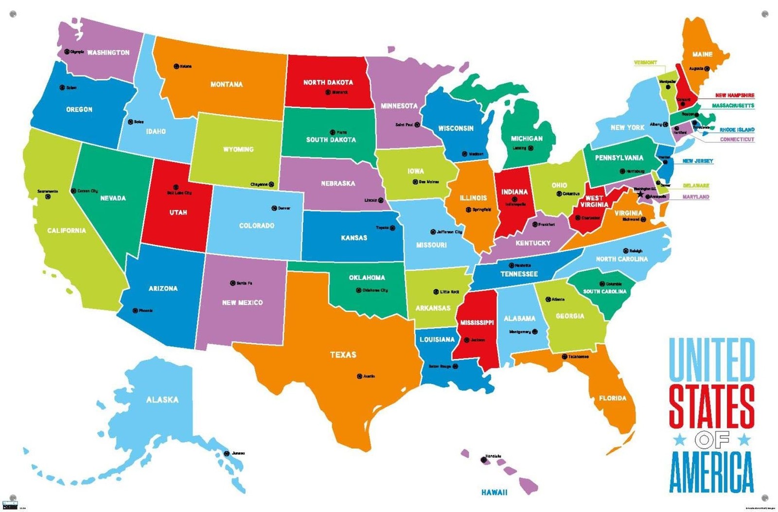 Trends International Map – United States of America 2022 Wall Poster with Pus…