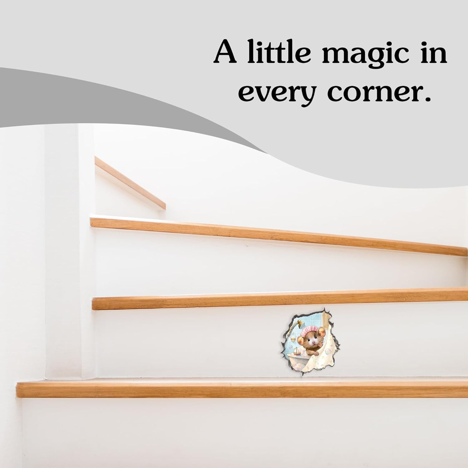 3D Fun Mouse Hole Realistic Wall Decal Peel and Stick, Sticker with 3D Effect, F