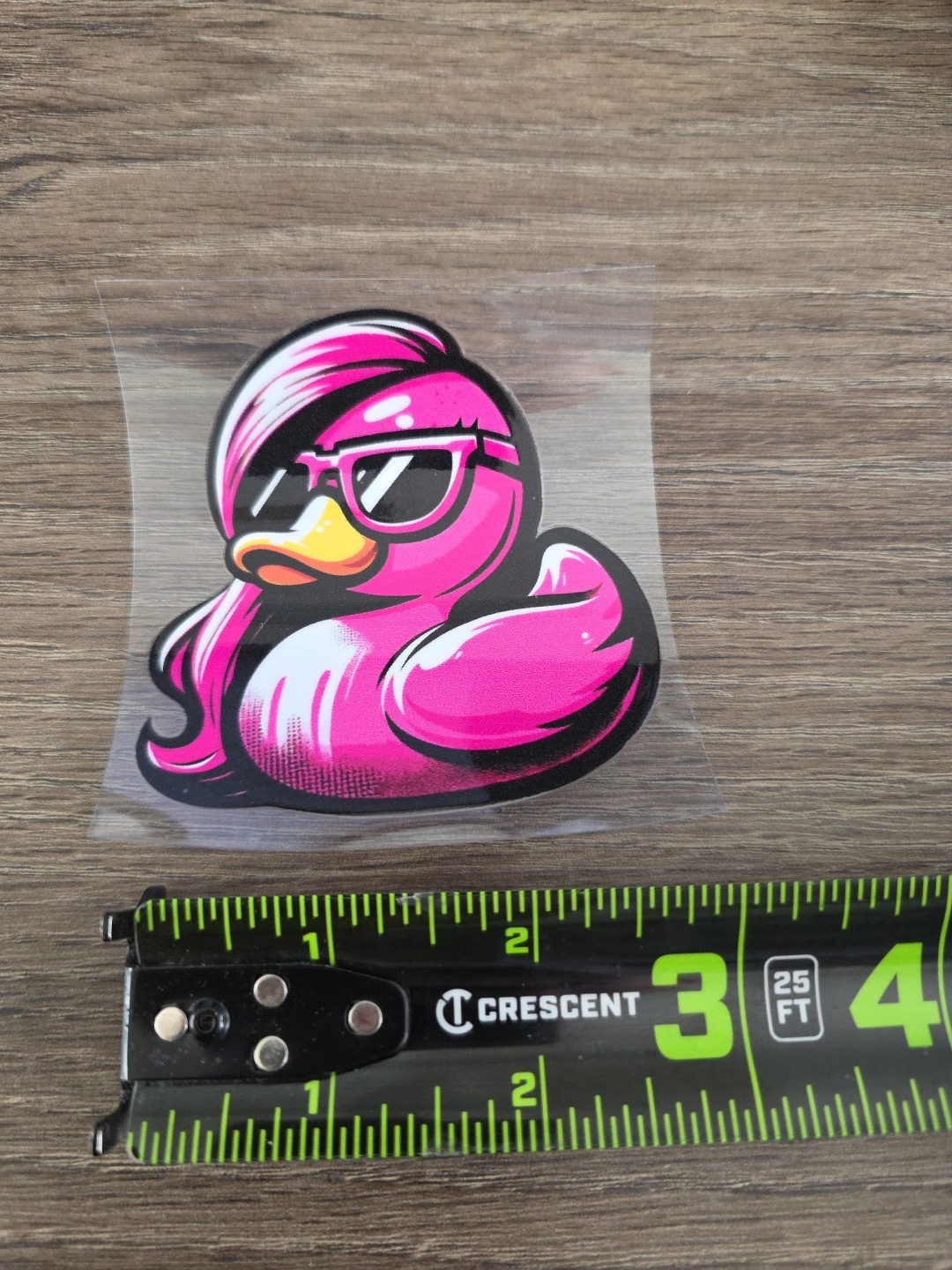 Pink Rubber Duckie UV DTF Raised Decal For Vehicle Glass Or Exterior Waterproof