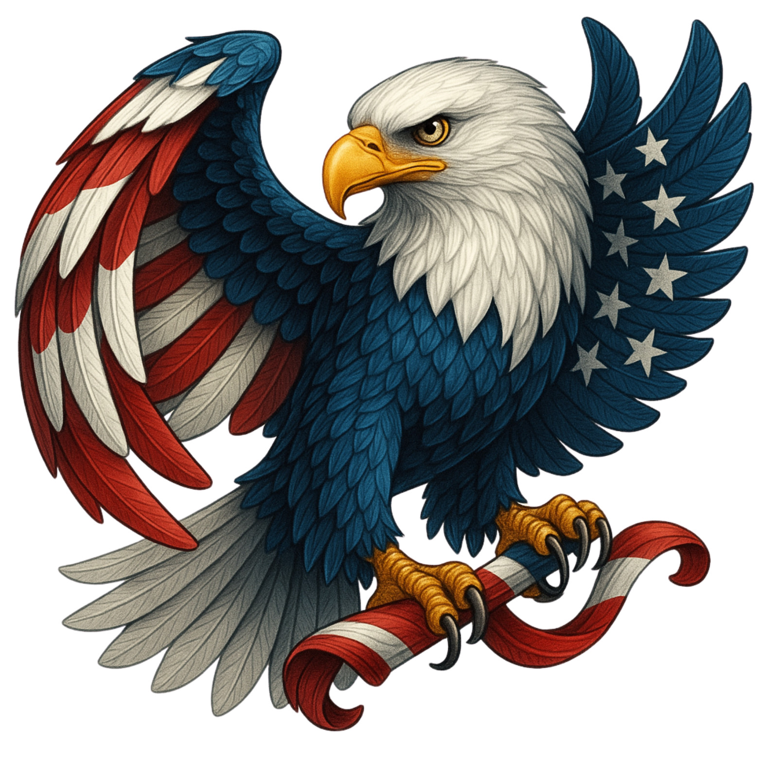 3 inch Patriotic Bald Eagle American Flag Vinyl Sticker USA Fourth of July Decal