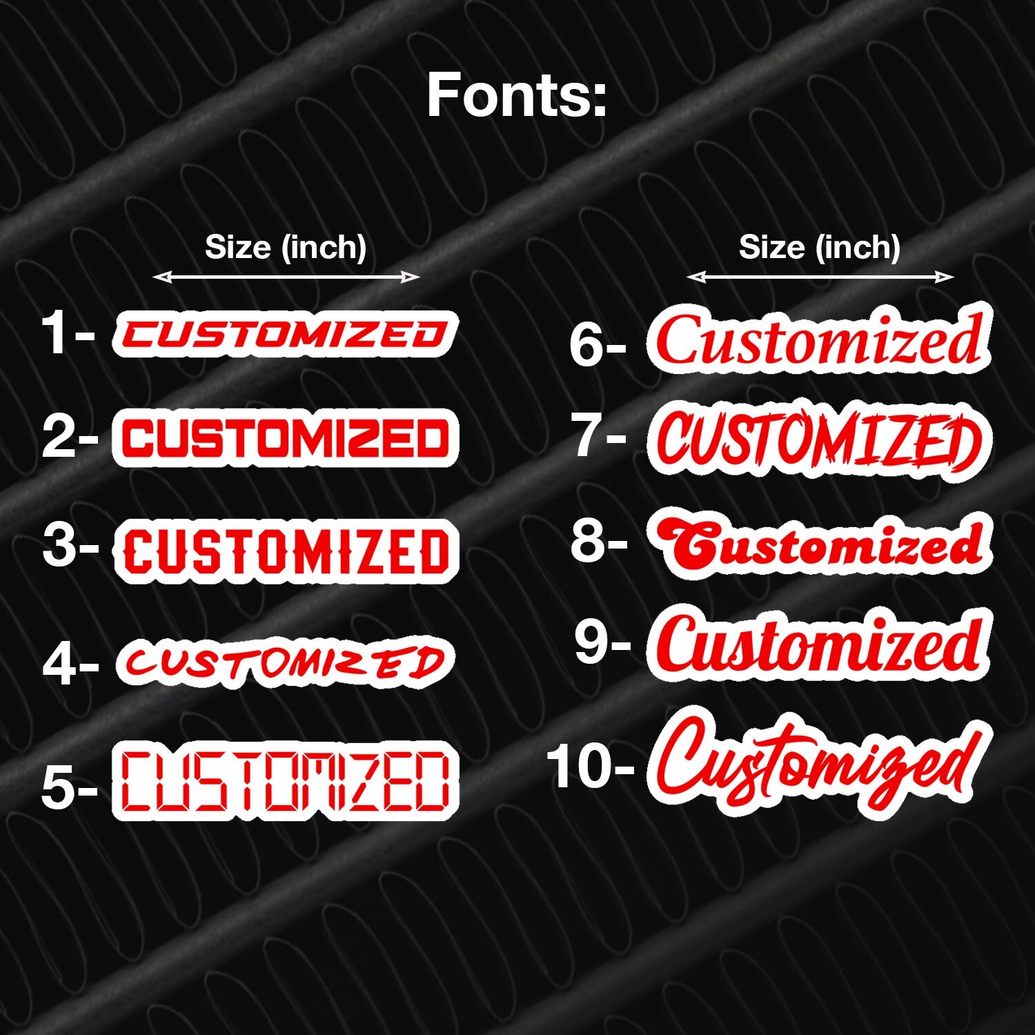Customized Car Acrylic Emblem Badge MULTI COLOR Custom Text Names