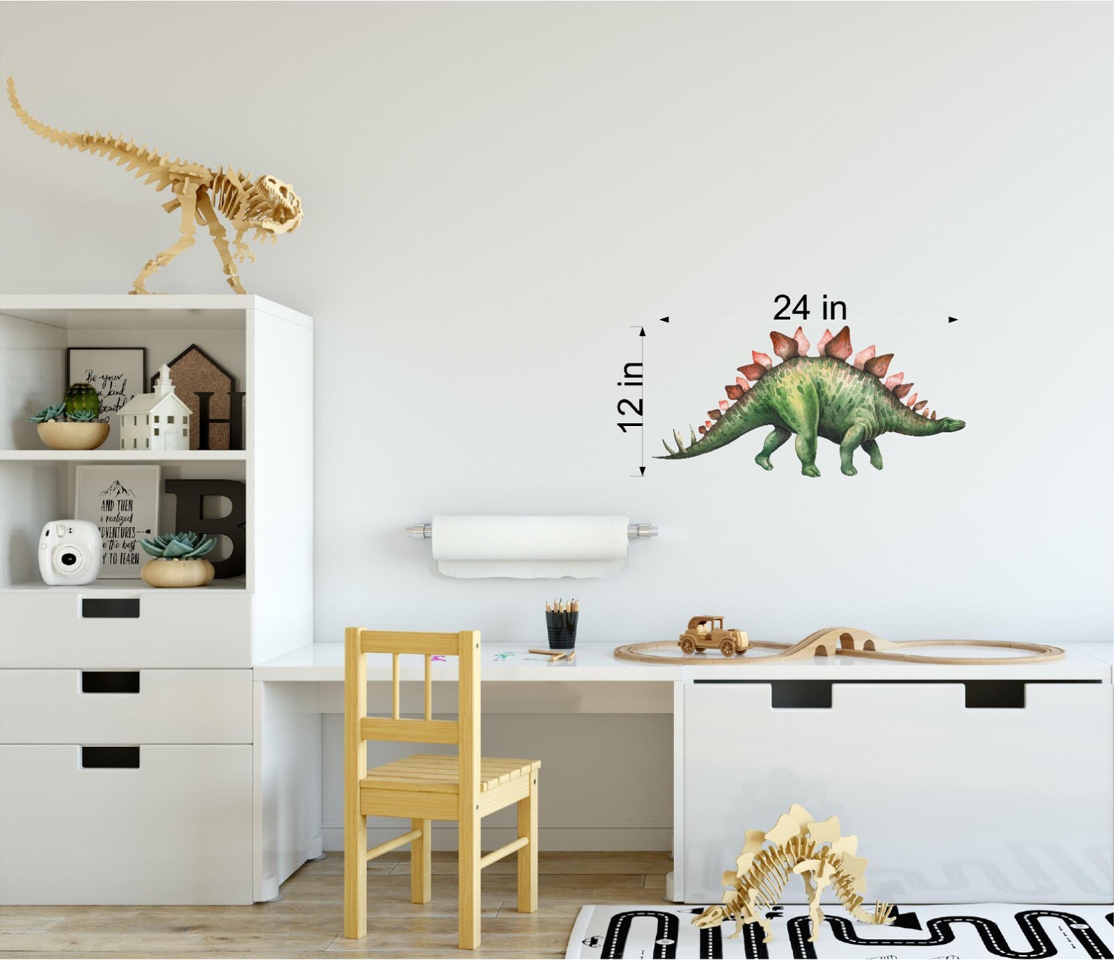 Watercolor Stegosaurus Dinosaur Wall Decal Removable Fabric Vinyl Wall Sticker