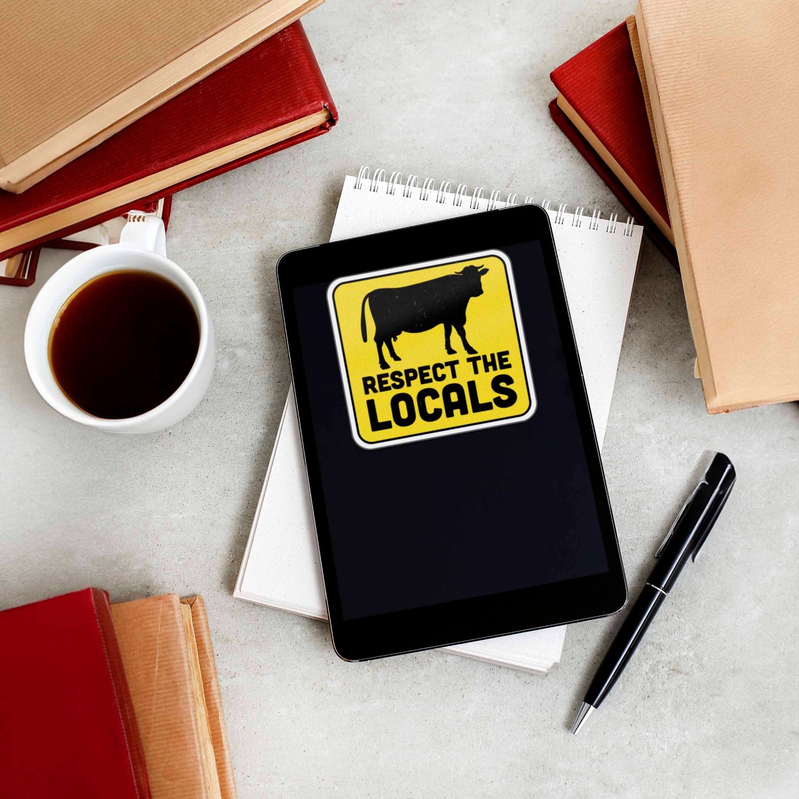 Respect the Locals Cow Bumper Sticker – Funny Farm Animal Decal for Laptop
